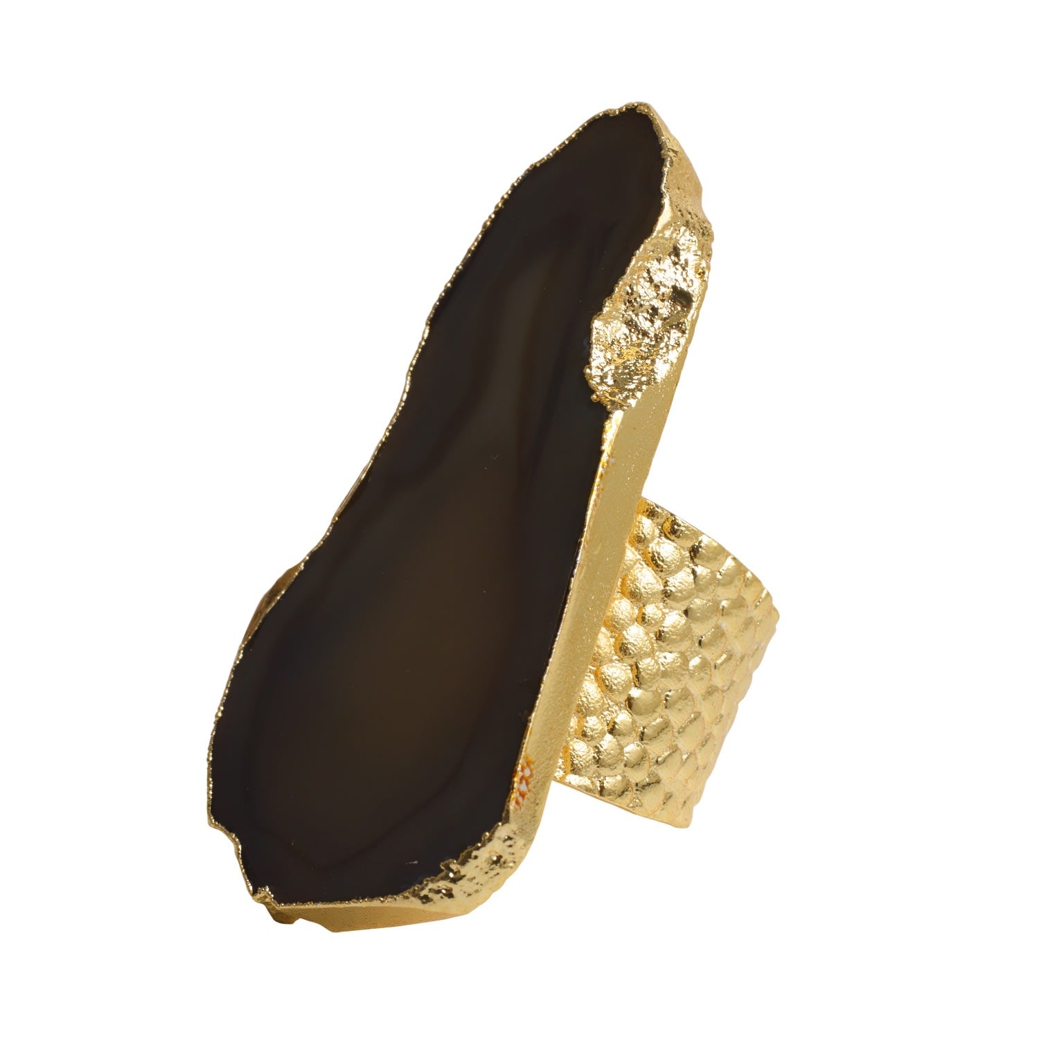 Ultra Mega Dark Brown Gemstone Gold Statement Ring