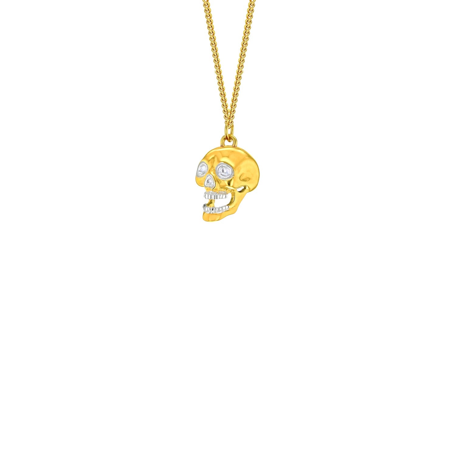 2 Tone Gold Plated & Sterling Silver Mini Skull Pendant
