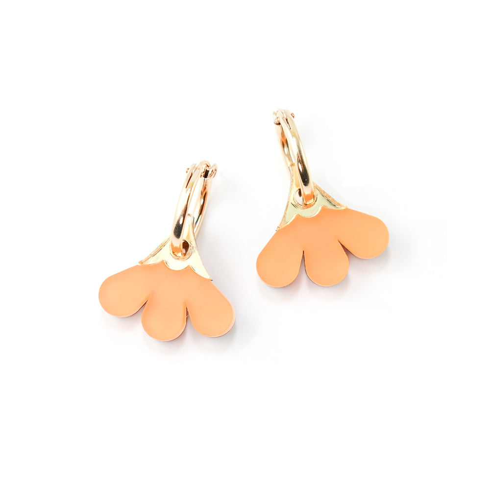 Baby Daisy Dangly Hoop Earrings In Orange