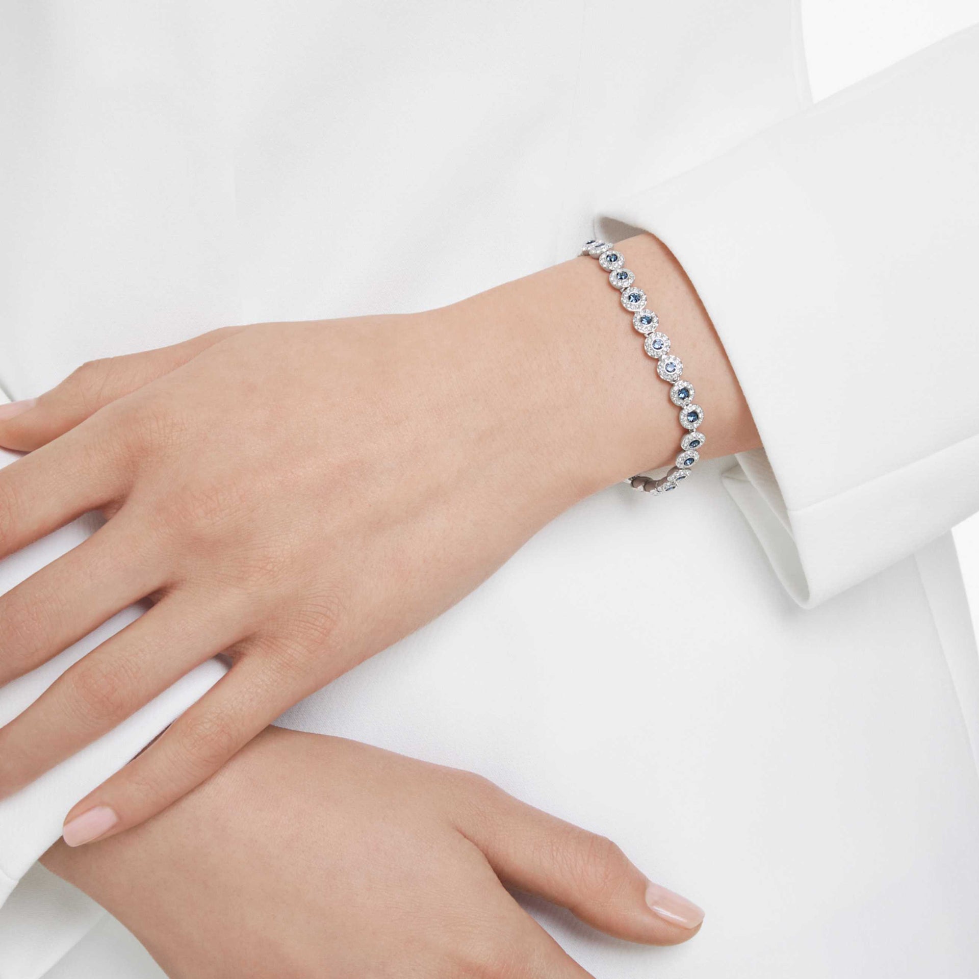 UNA ANGELIC BRACELET ROUND CUT BLUE RHODIUM PLATED