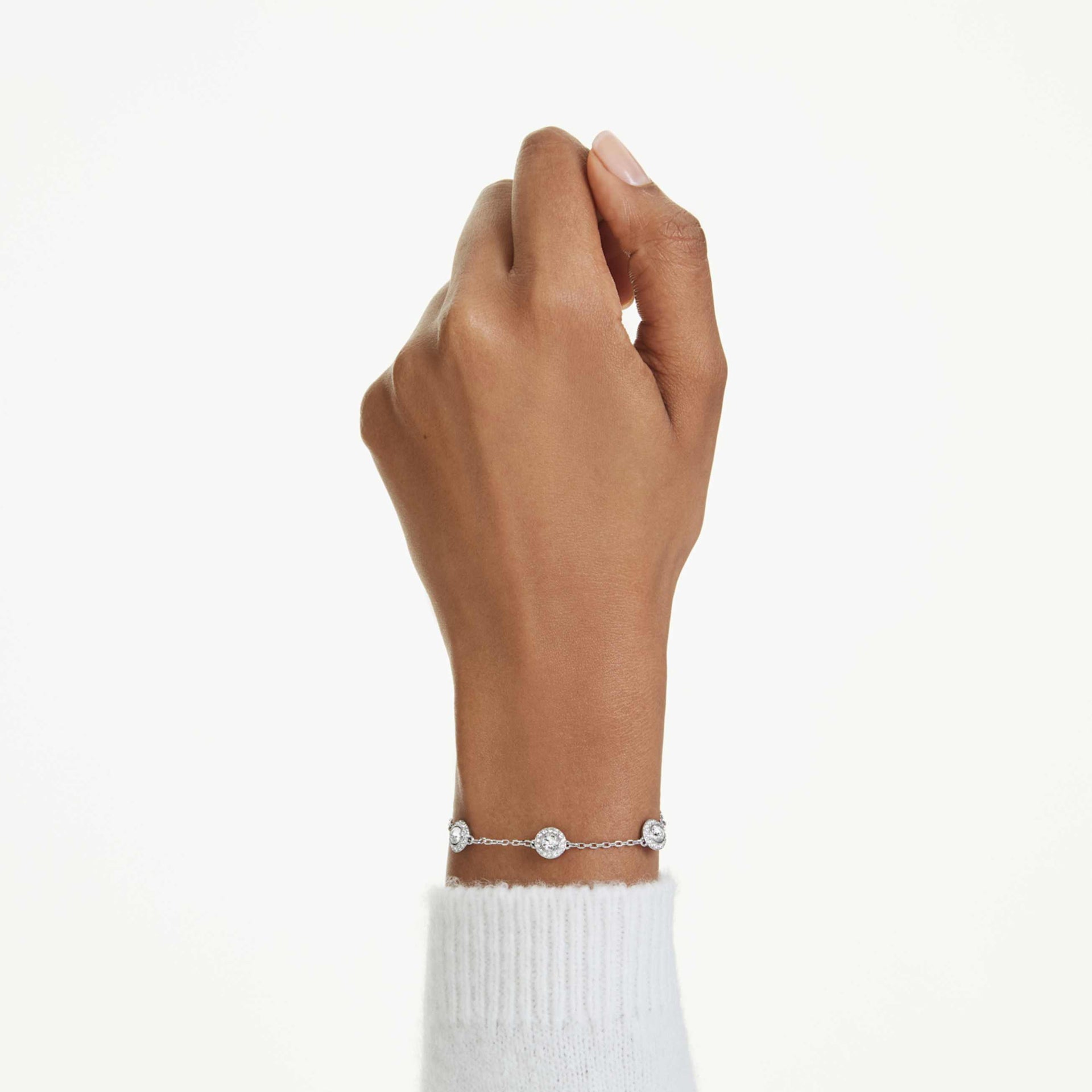 UNA ANGELIC BRACELET ROUND CUT DOUBLE SIDED MOTIFS WHITE RHODIUM PLATED