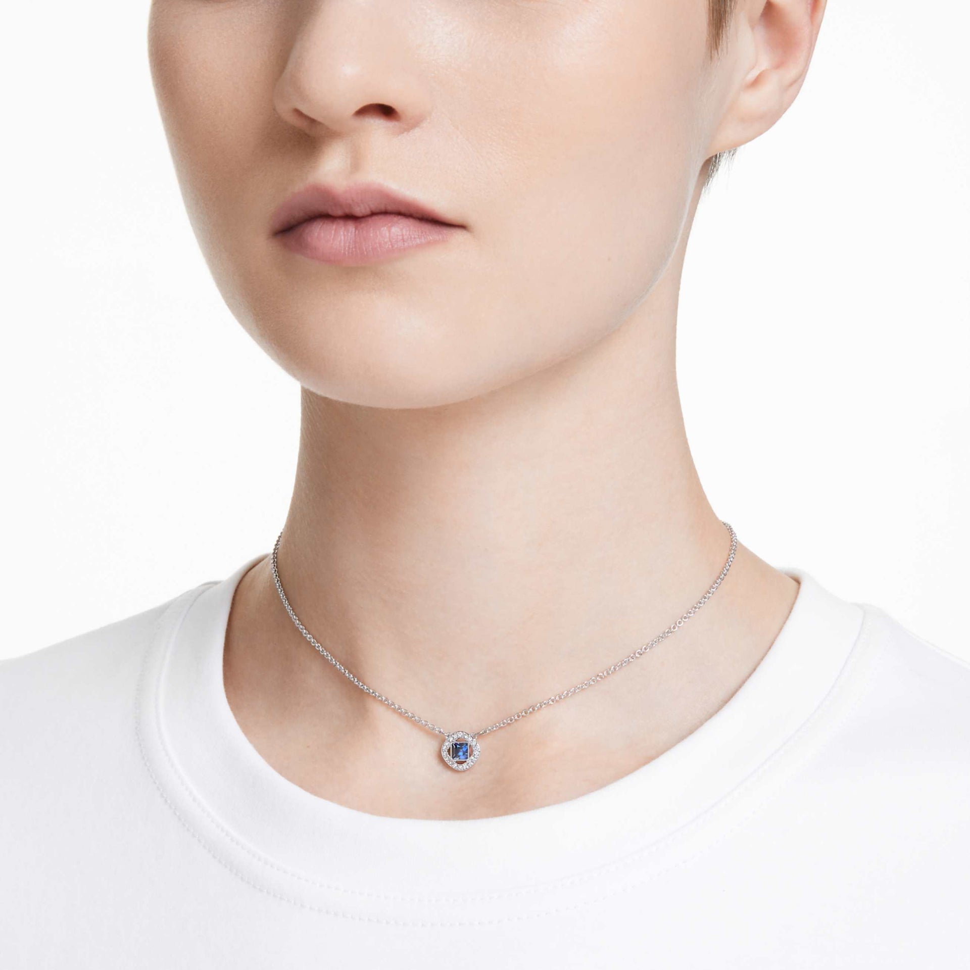 UNA ANGELIC NECKLACE MIXED CUTS BLUE RHODIUM PLATED