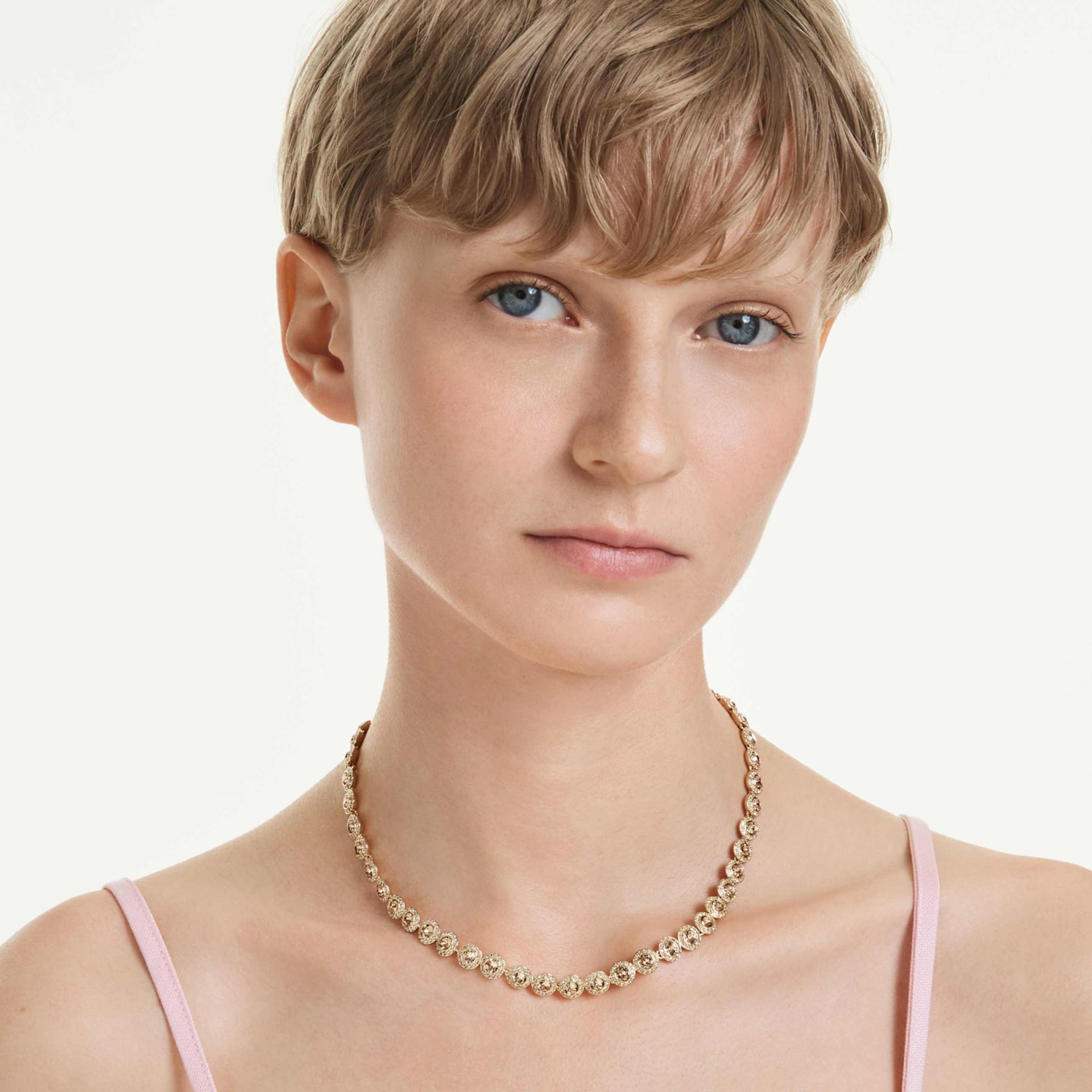 UNA ANGELIC NECKLACE ROUND CUT CARAMEL GOLD TONE PLATED