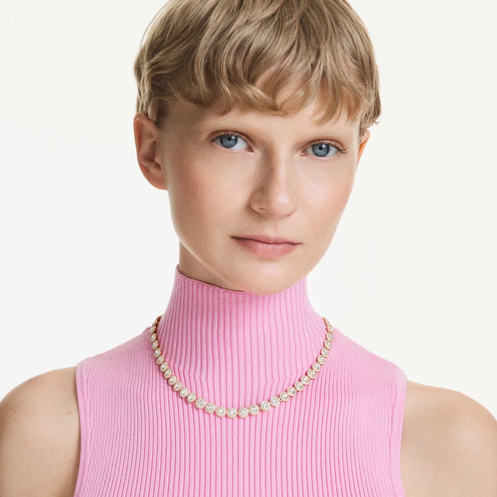 UNA ANGELIC NECKLACE ROUND CUT WHITE GOLD TONE PLATED