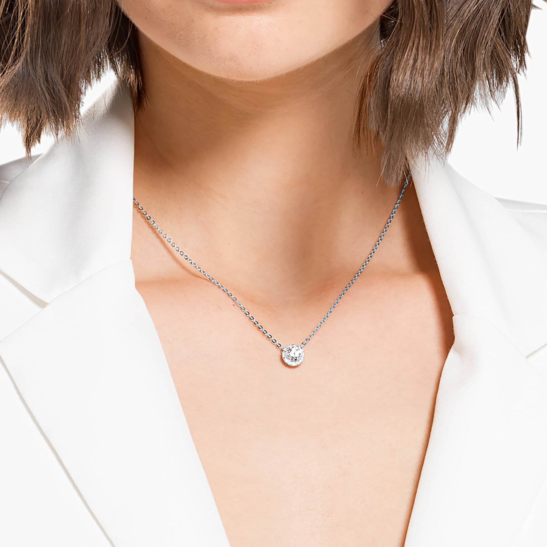 UNA ANGELIC PENDANT ROUND CUT WHITE RHODIUM PLATED