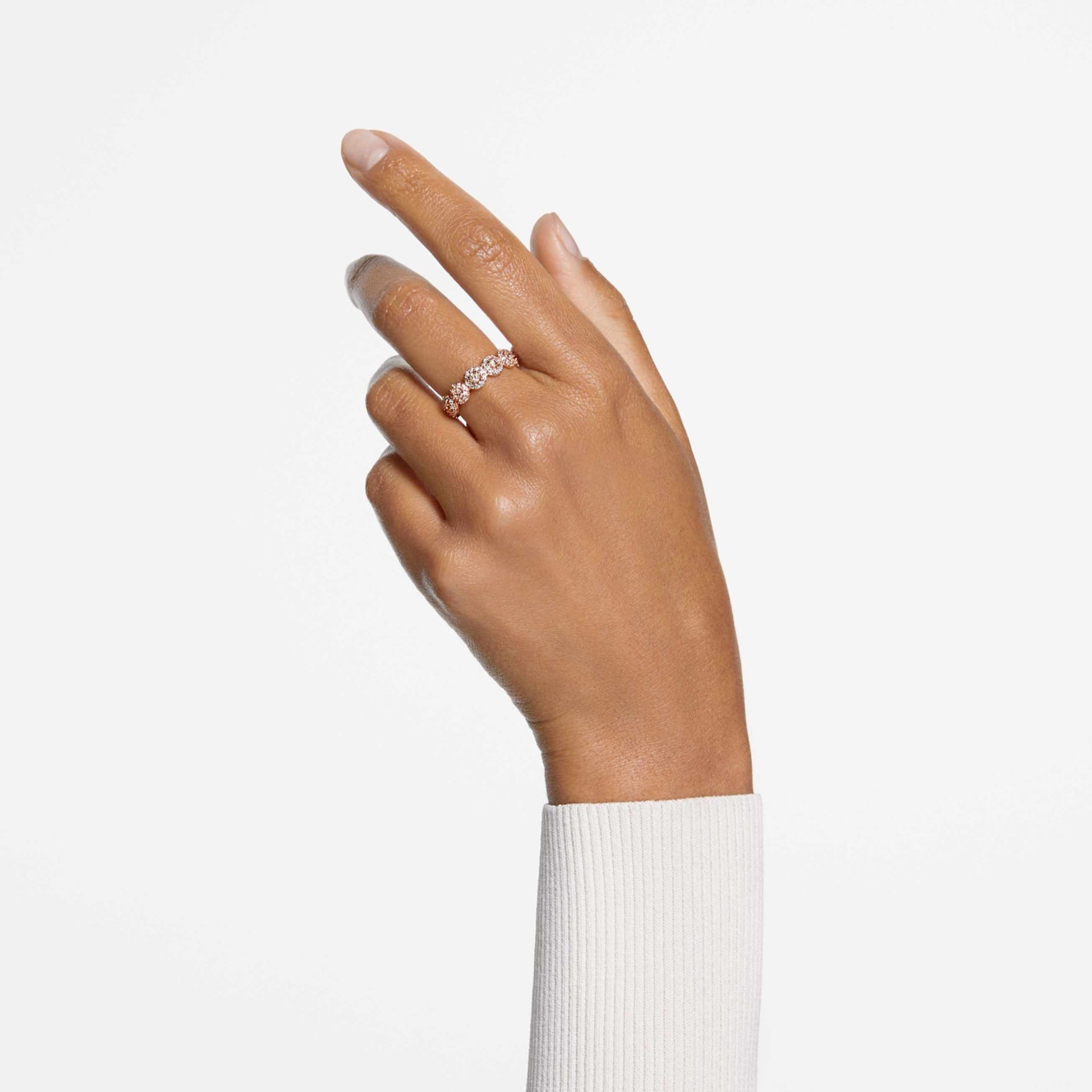 UNA ANGELIC RING ROUND CUT WHITE ROSE GOLD TONE PLATED