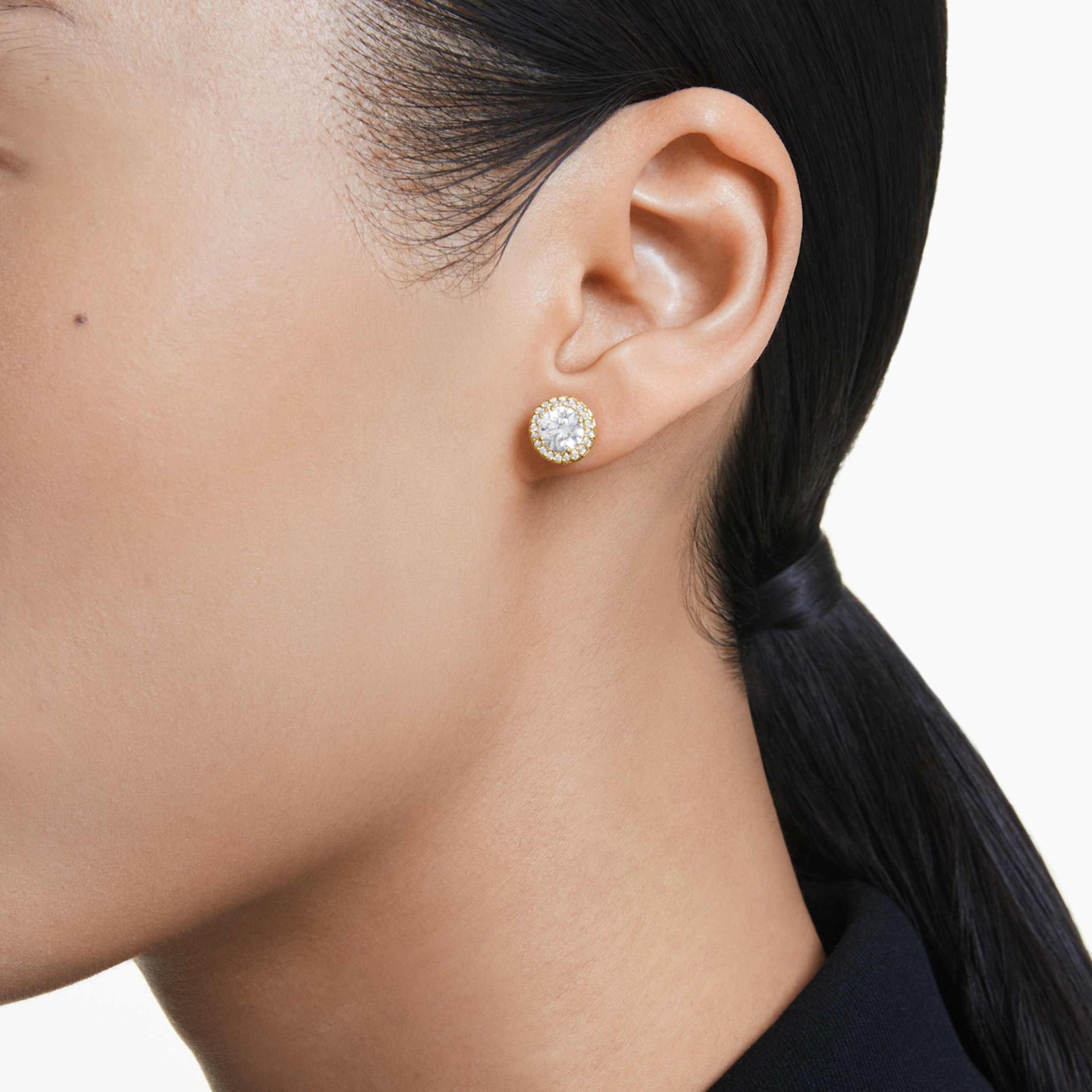 UNA ANGELIC STUD EARRINGS ROUND CUT GOLD TONE GOLD TONE PLATED
