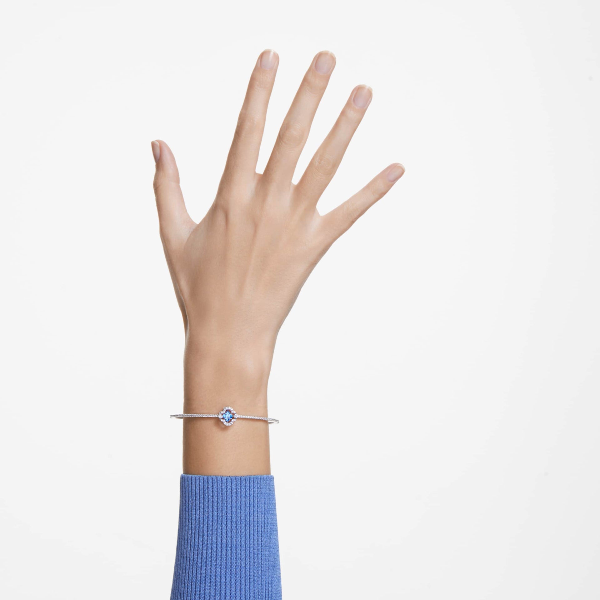 UNA BANGLE CLOVER BLUE RHODIUM PLATED