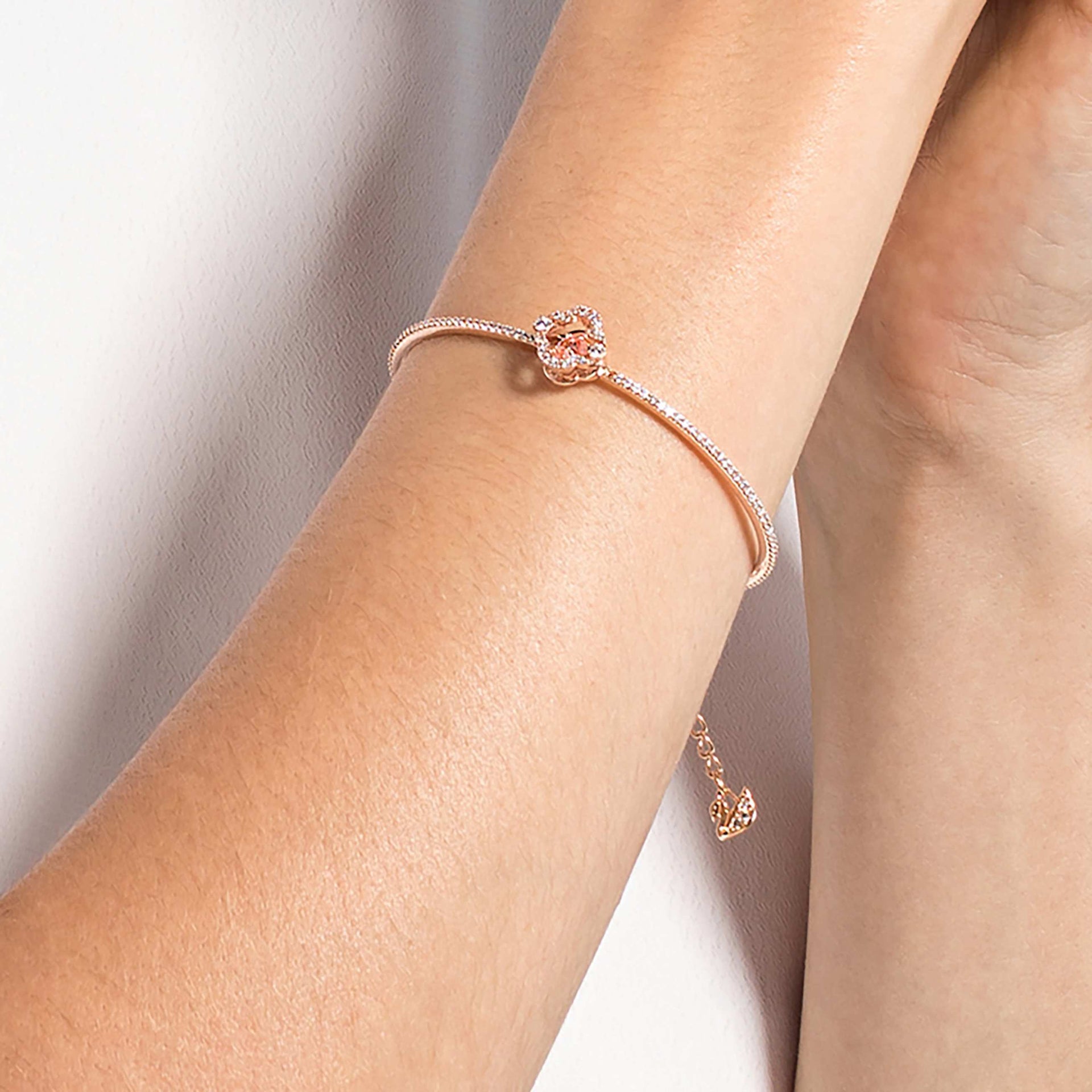 UNA BANGLE CLOVER PINK ROSE GOLD TONE PLATED