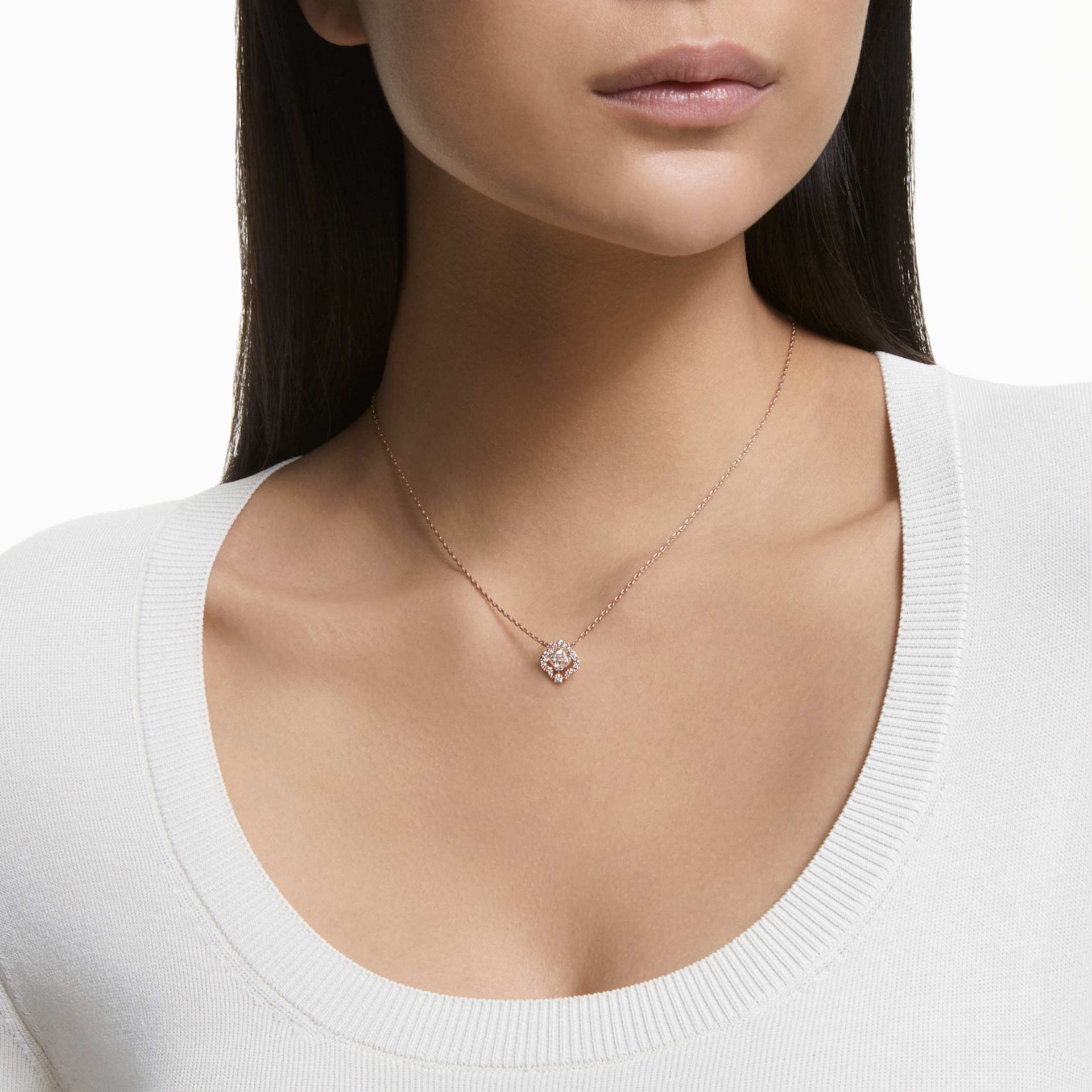 UNA NECKLACE CLOVER WHITE ROSE GOLD TONE PLATED