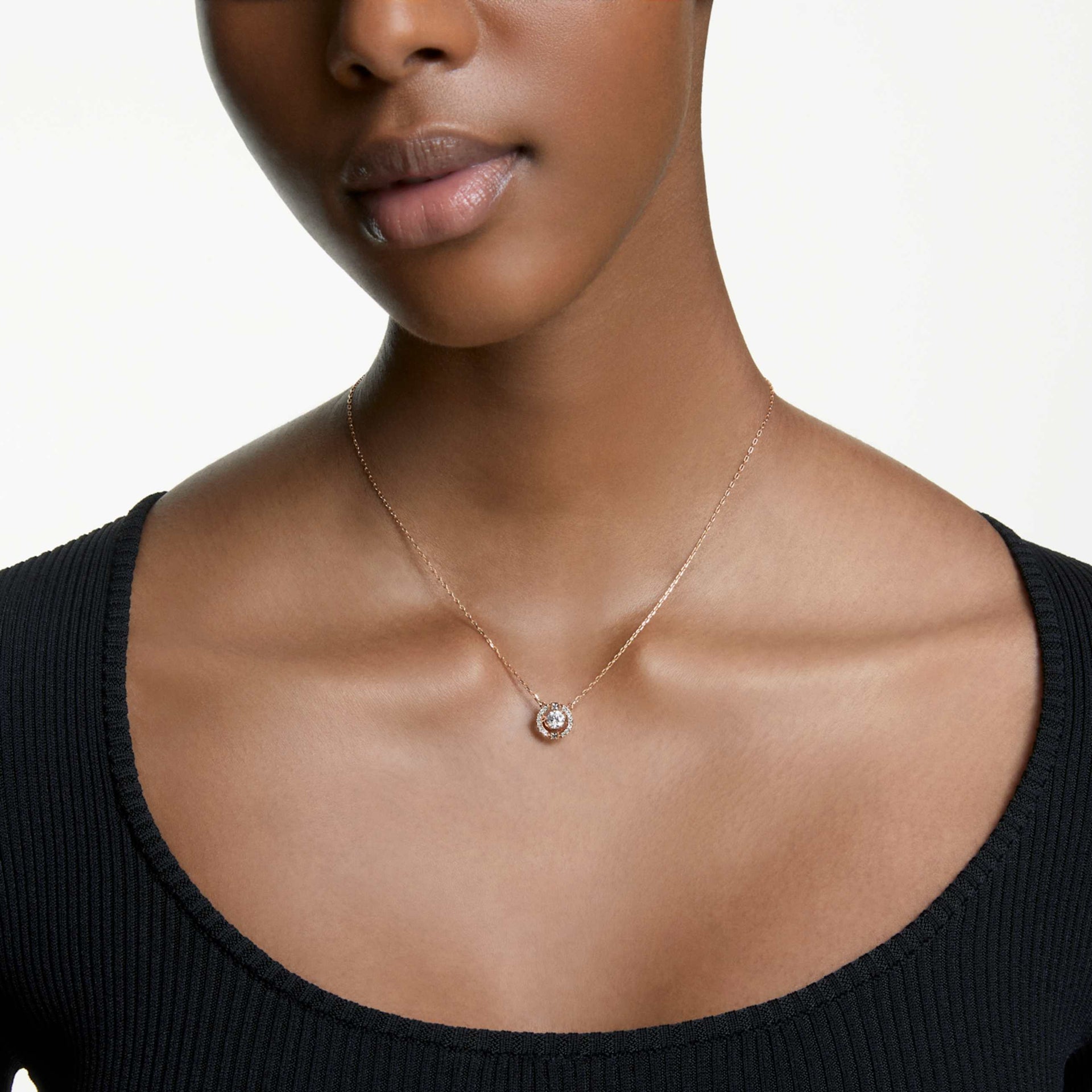 UNA NECKLACE ROUND CUT WHITE ROSE GOLD TONE PLATED