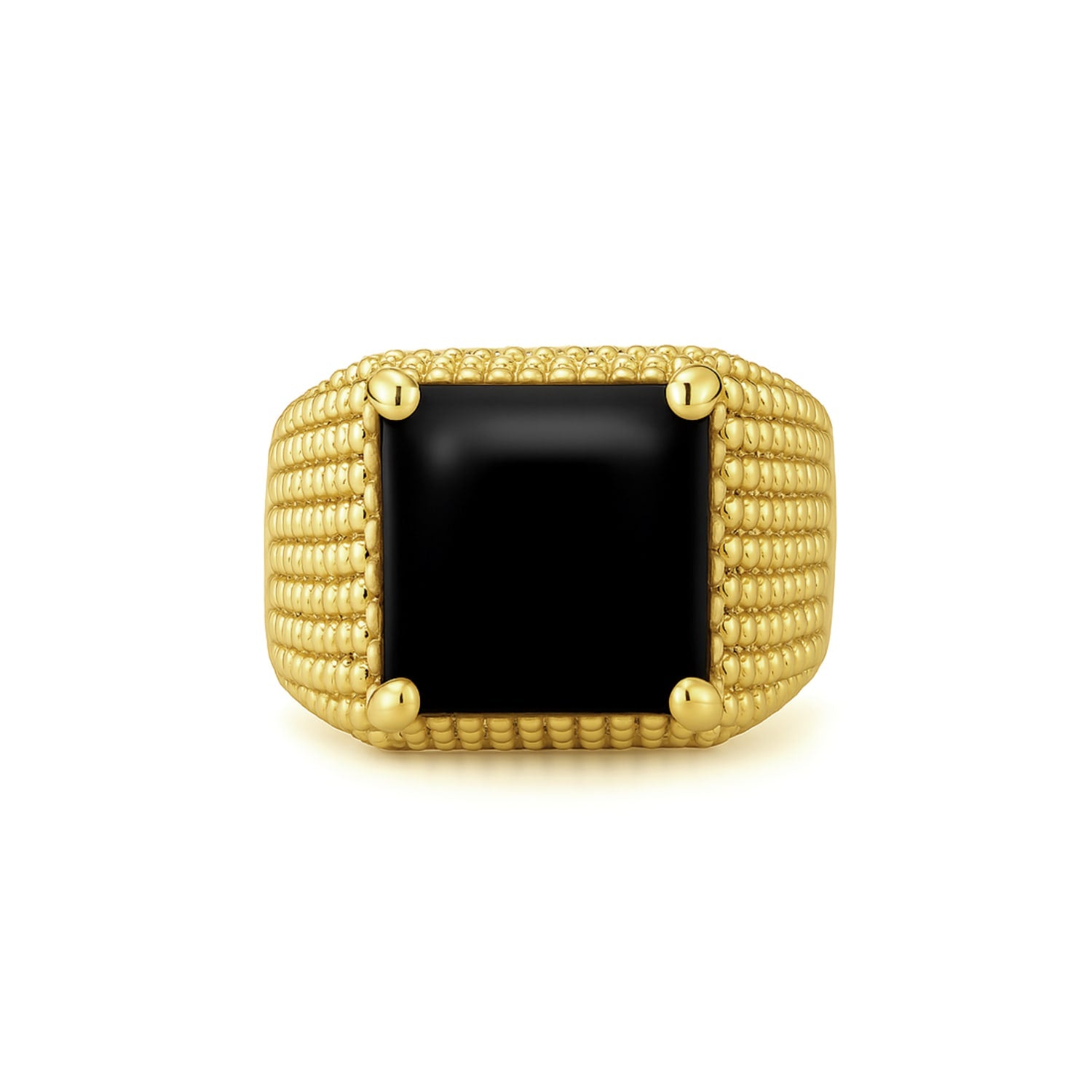 Unaloe Women's Ring In Gold Plated Silver With Black Onyx – Bold Adjustable Jewelry