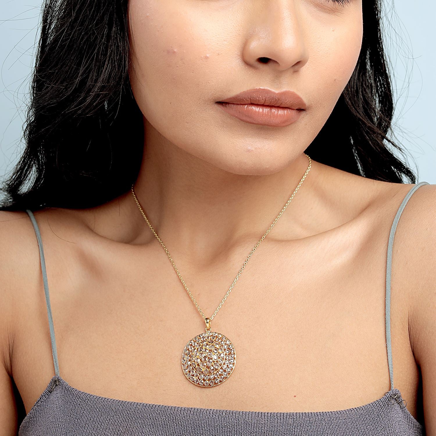 Uncut Diamond Designer Pendant In Yellow Gold