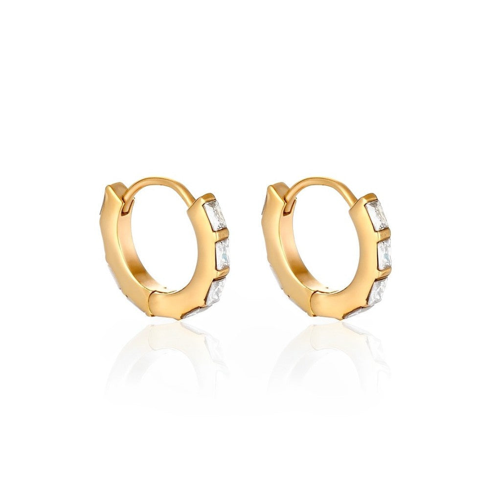 Undefeated Gold Crystal Waterproof Hoop Earrings