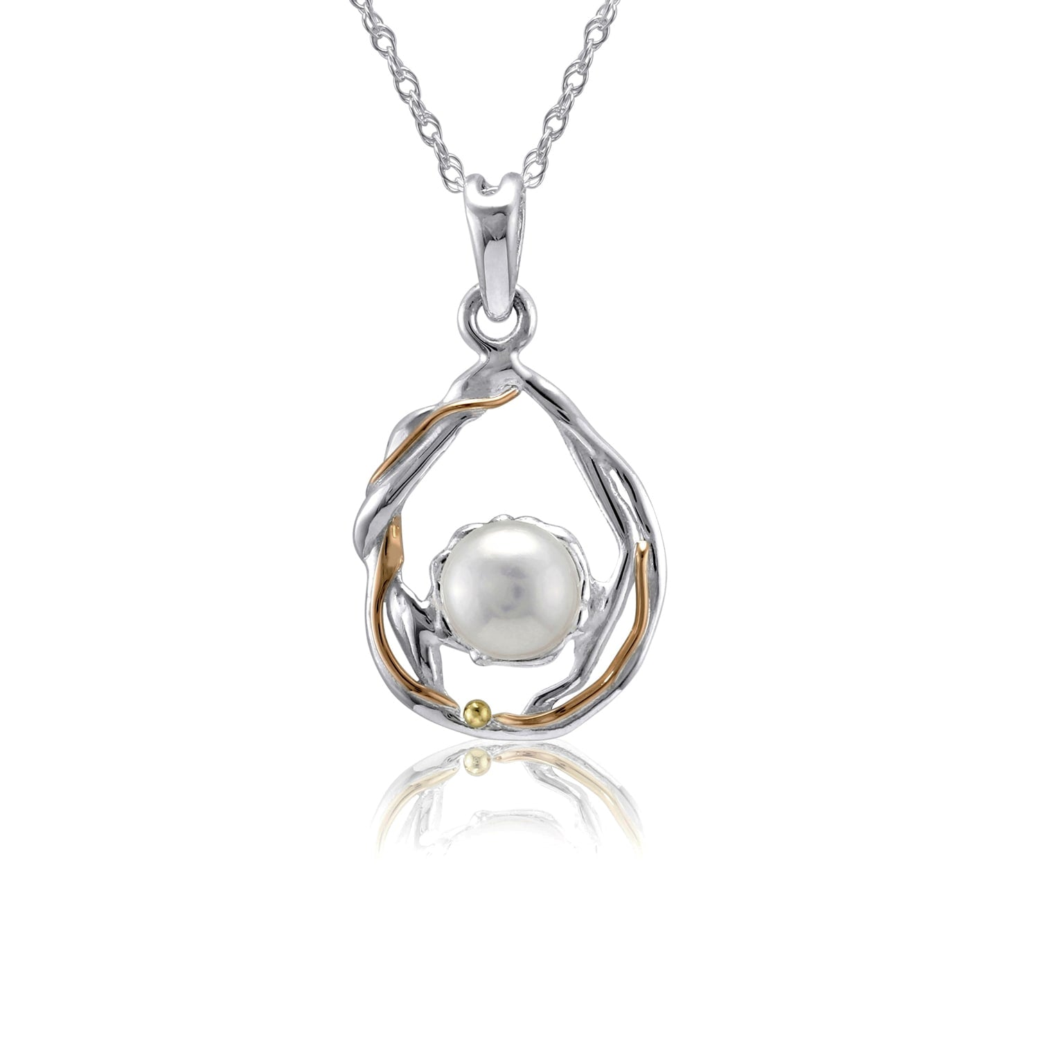 Undulating Silver & Pearl Pendant