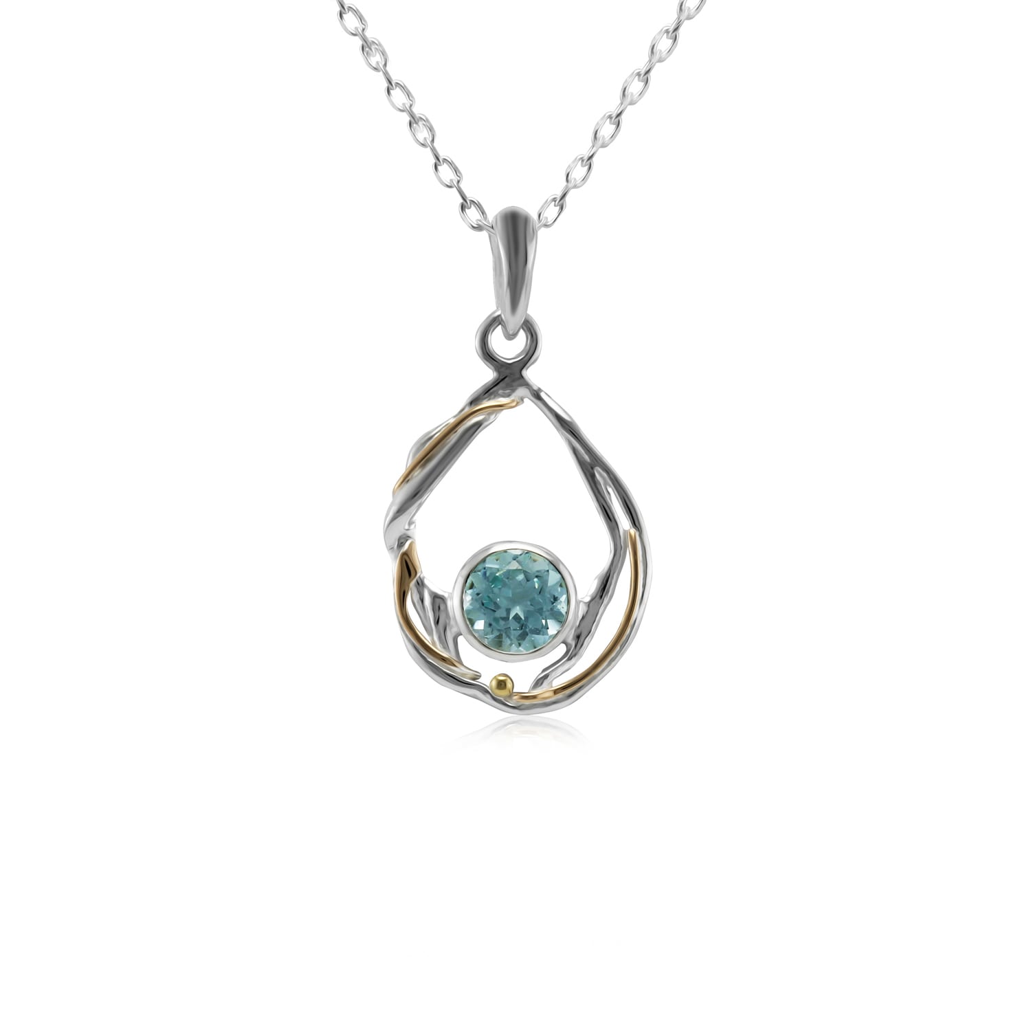 Undulating Sterling Silver & Blue Topaz Necklace