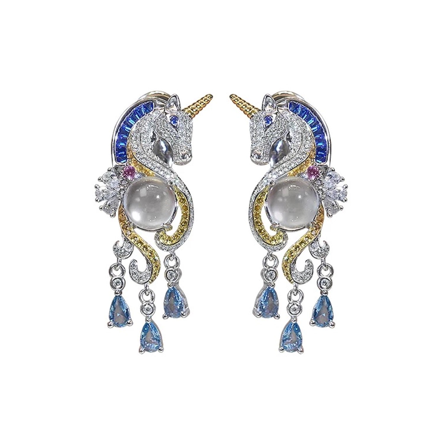 Unicorn Jadeite Colored Diamond Earrings