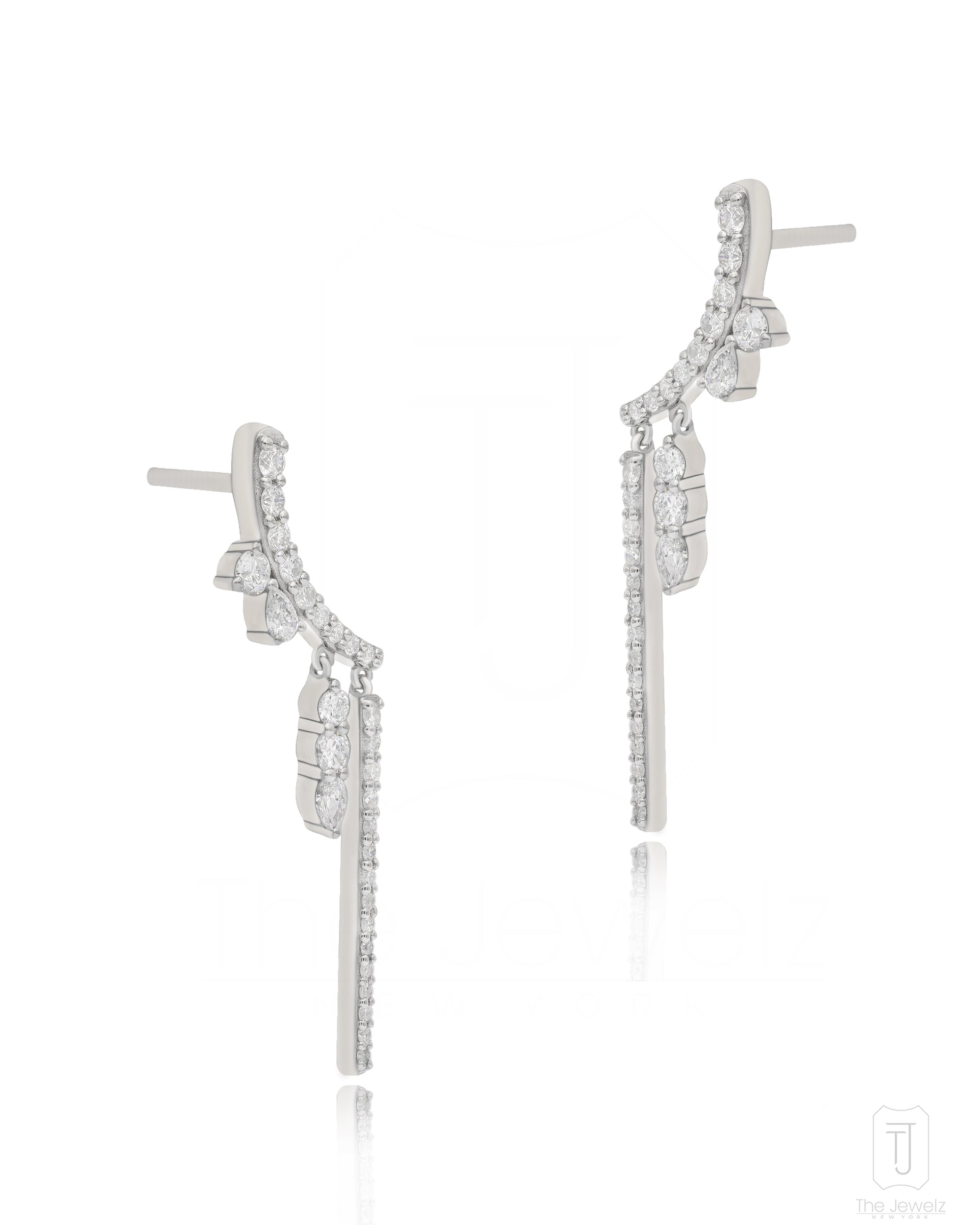 Silver - Uniform Silhouette Danglers With Lab Grown Diamonds