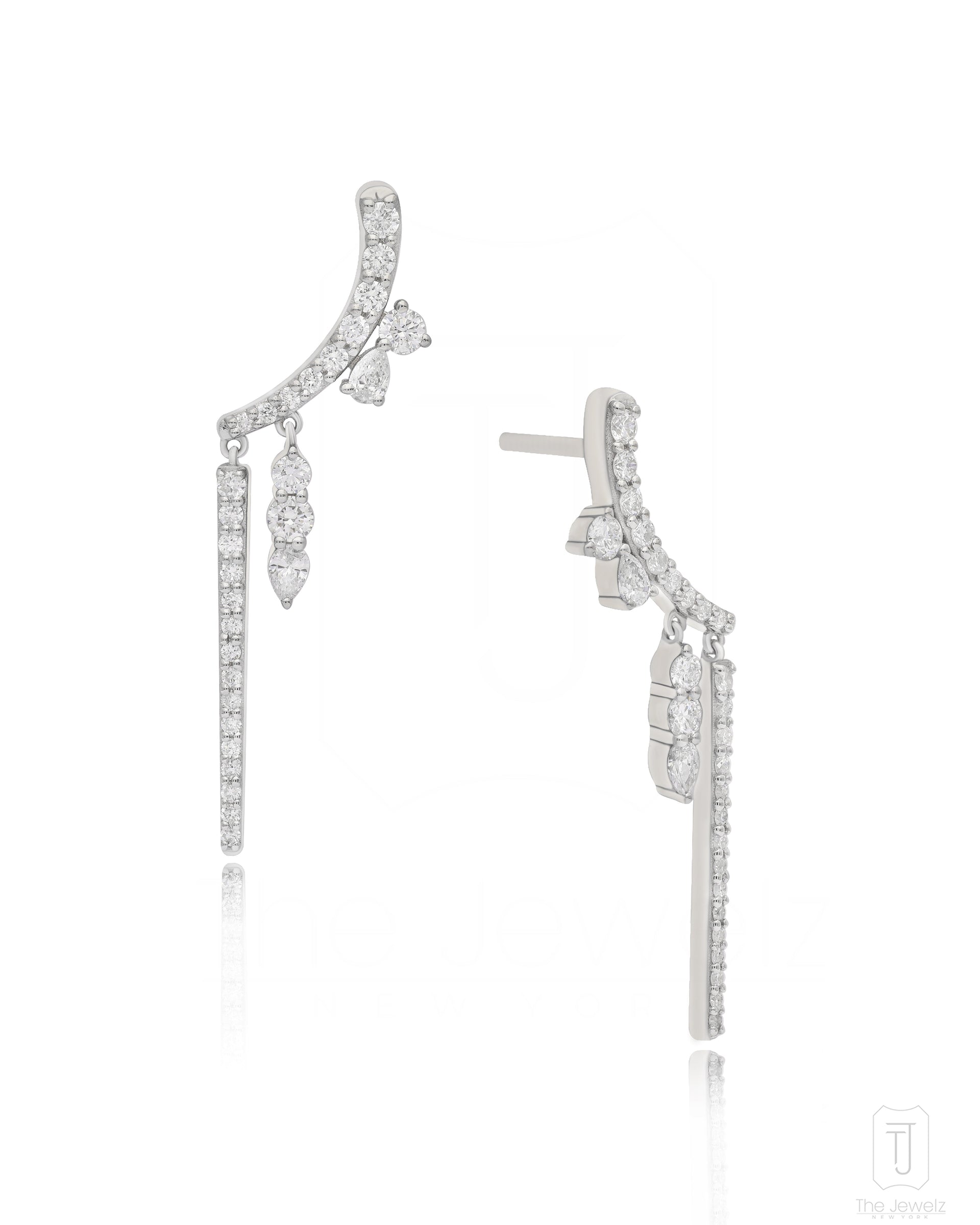 Silver - Uniform Silhouette Danglers With Lab Grown Diamonds