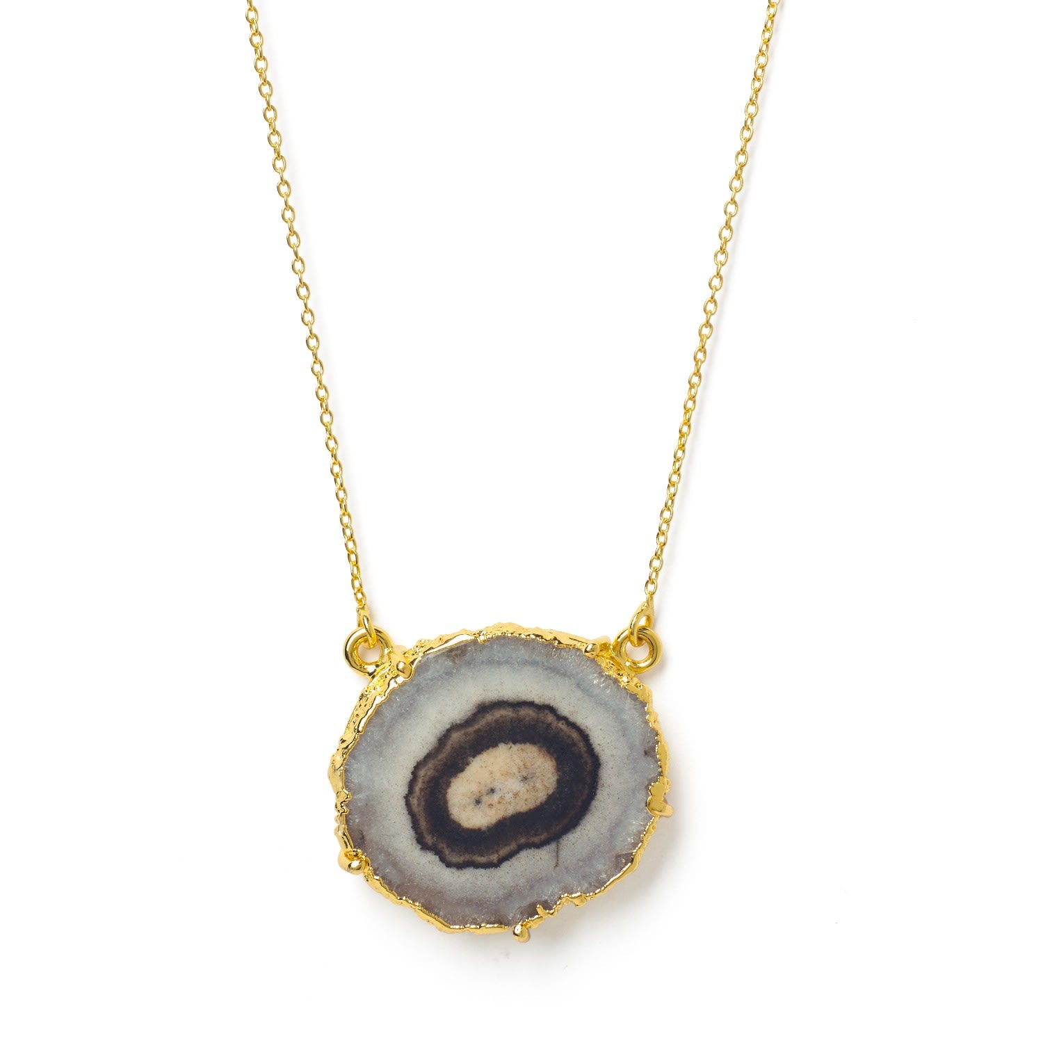 Solar Power Gold Vermeil Necklace In Black & Grey