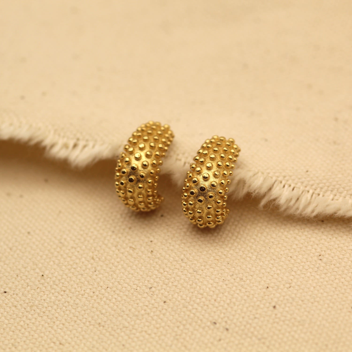 Handmade Unique Ball Textured Bold Hoop Earrings