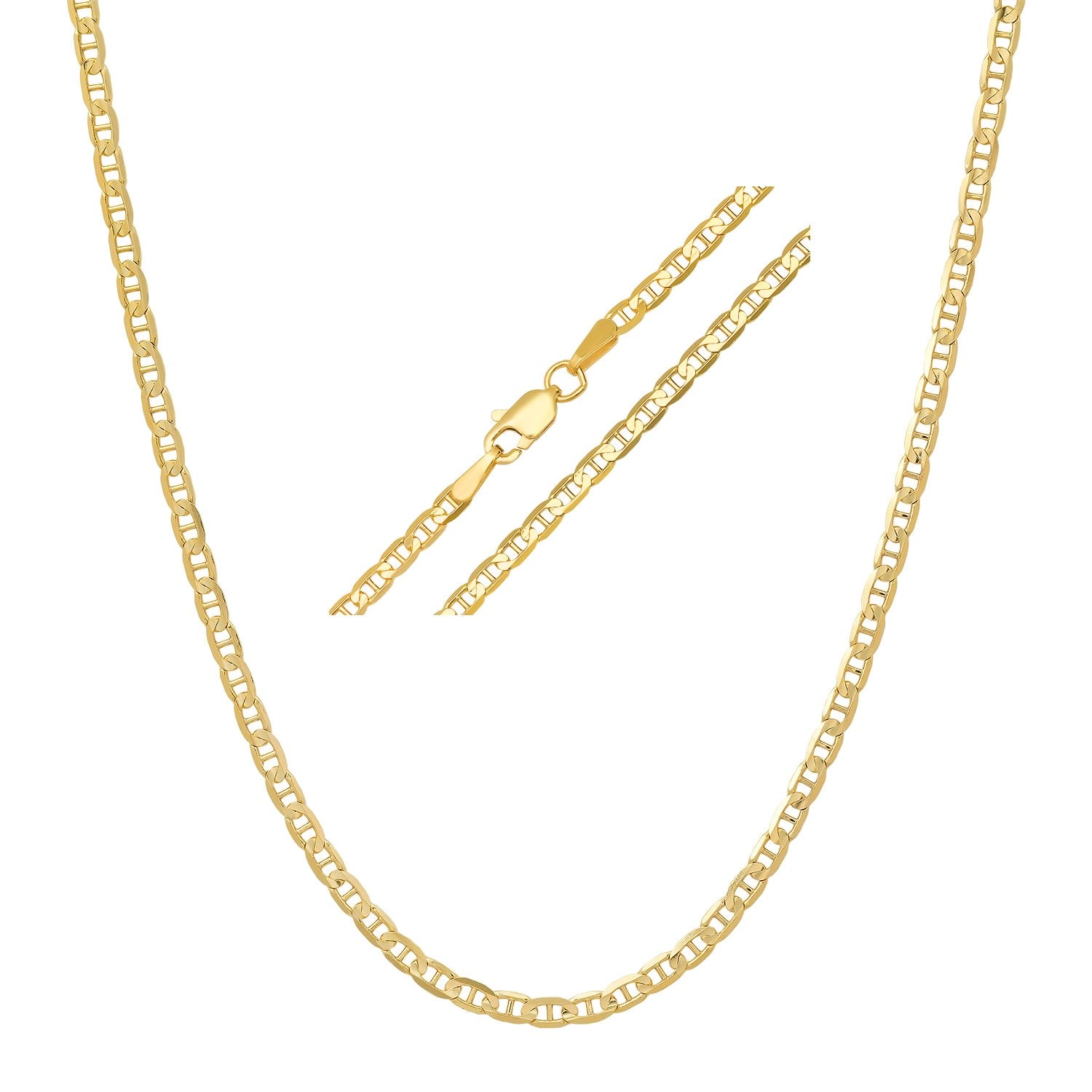 Unisex 14K Italian Gold 2.25Mm Gucci Mariner Chain Necklace 18"-24"
