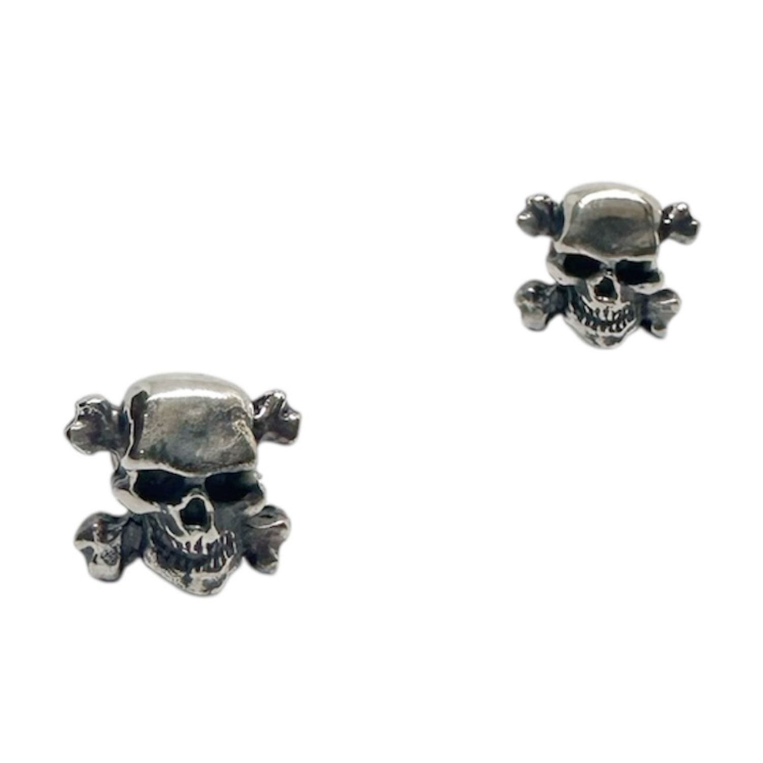Unisex Skull Stud Sterling Silver Earrings