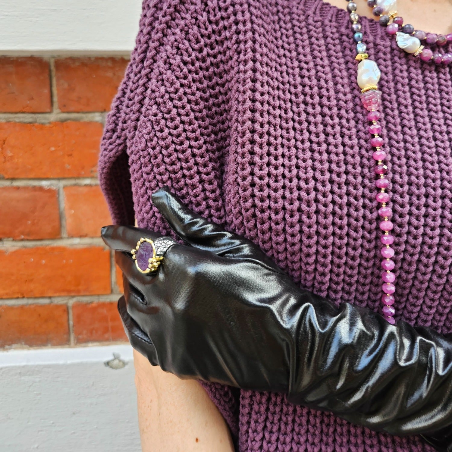 Unpolished Amethyst Platinum Chunky Ring