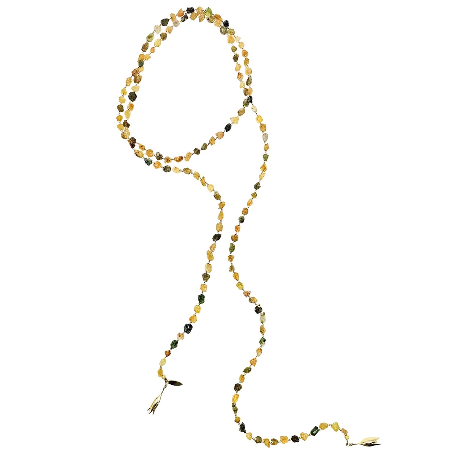 Unpolished Yellow Tourmaline Long Versatile Necklace