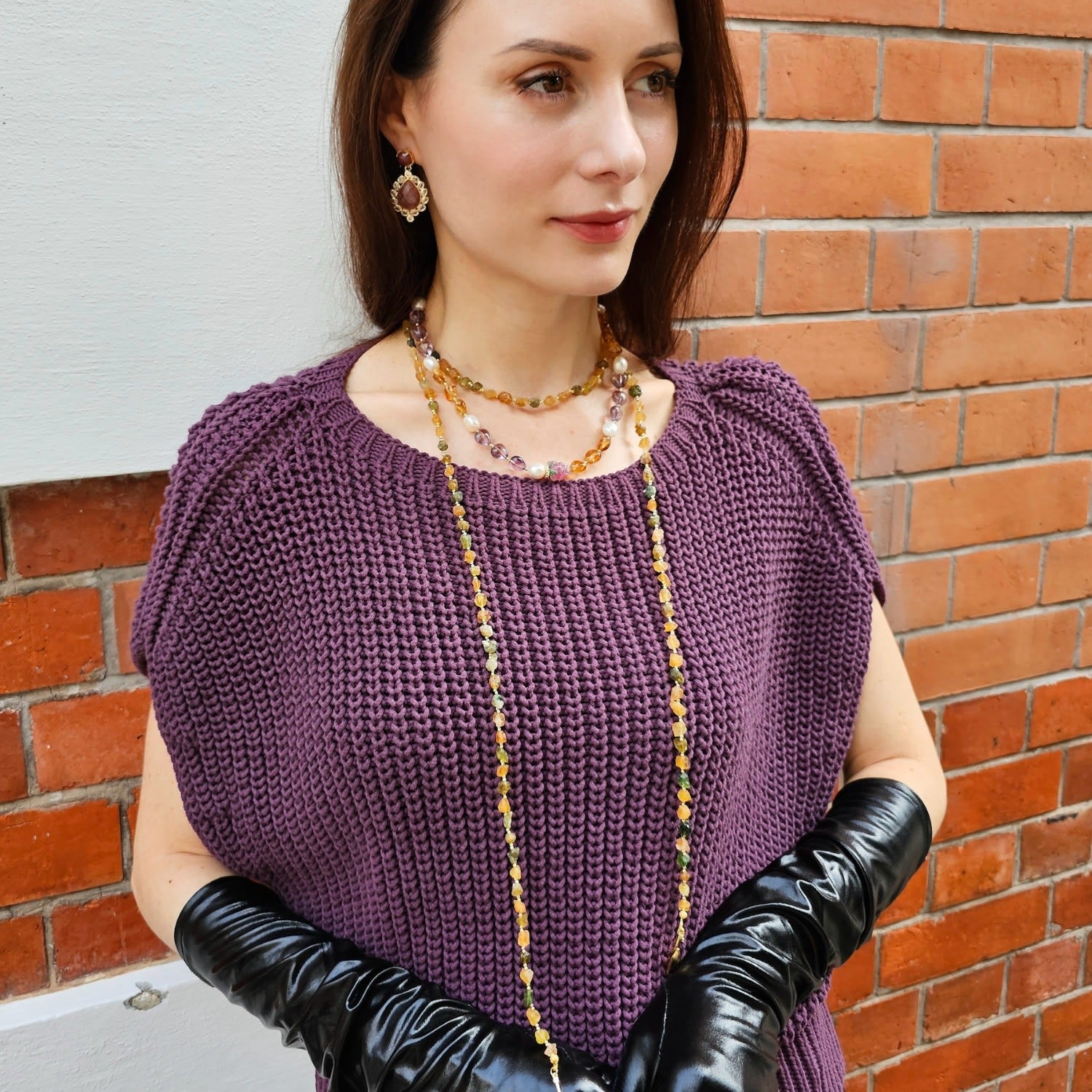 Unpolished Yellow Tourmaline Long Versatile Necklace