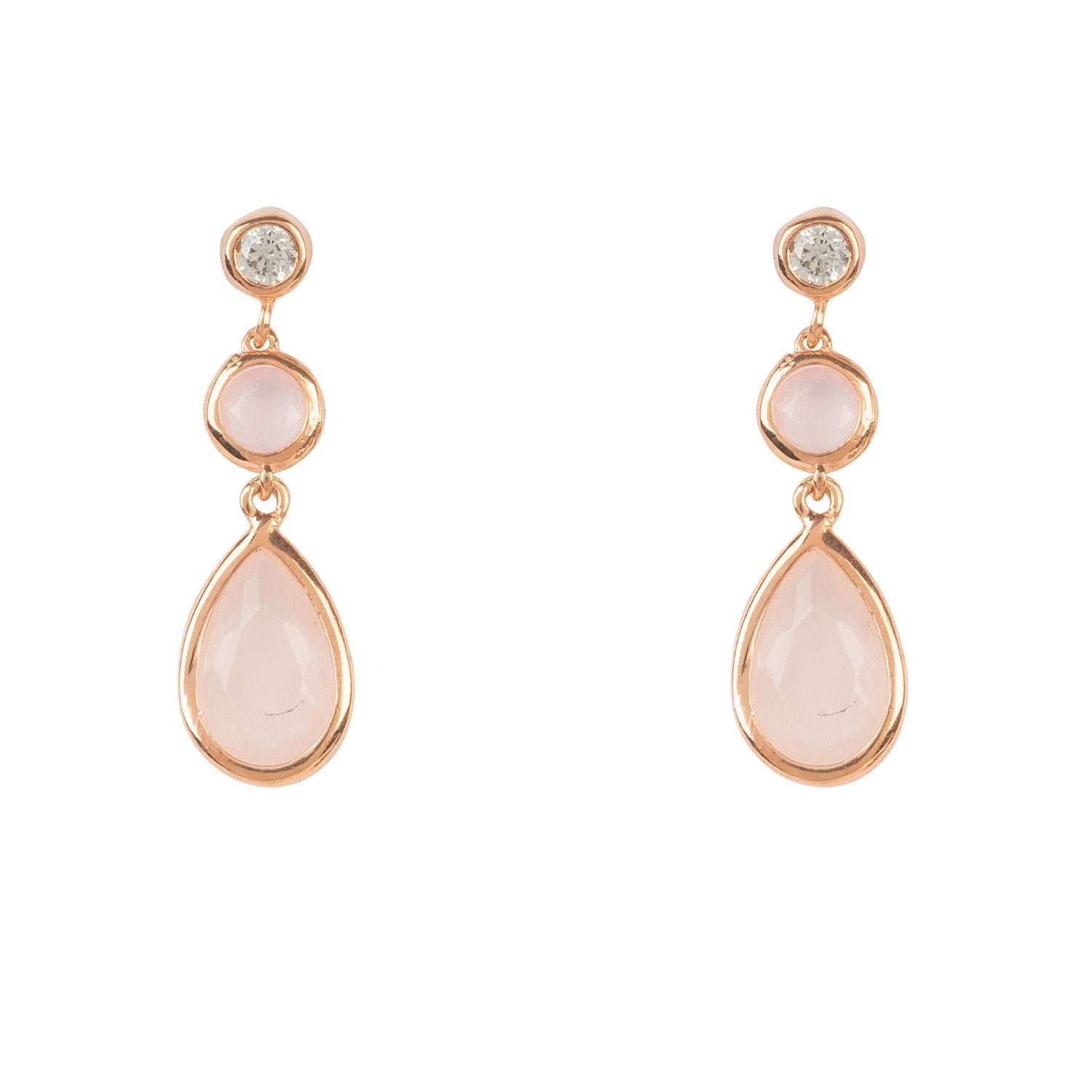Tuscany Gemstone Drop Earring Rose Gold Rose Quartz