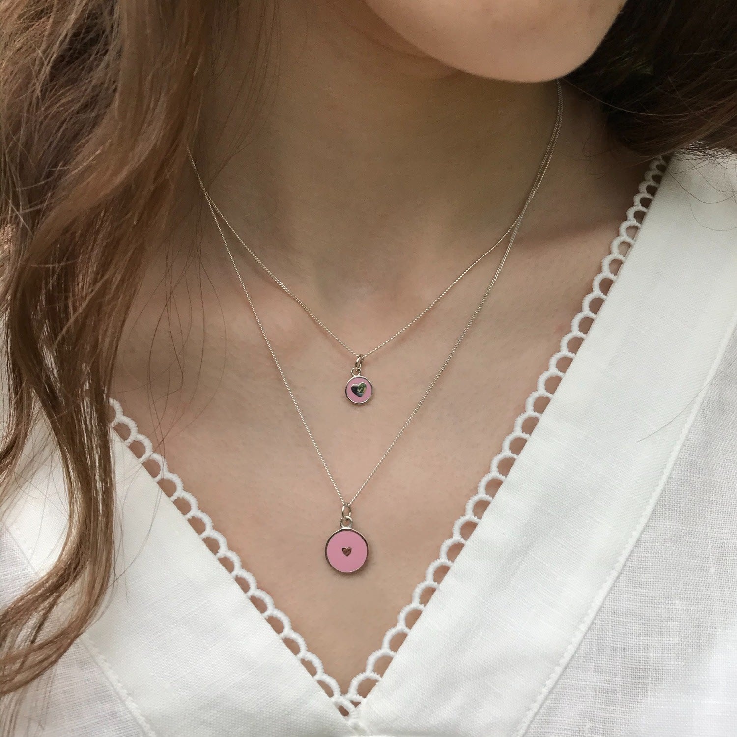 Powder Pink Enamel Heart Necklace