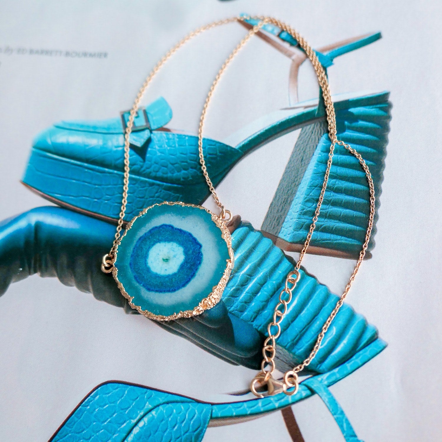 Solar Power Turquoise Gemstone & Rose Gold Vermeil Necklace