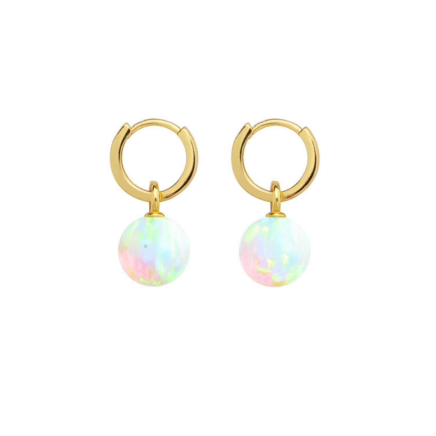 Sea Opal Hoop Earrings - Gold