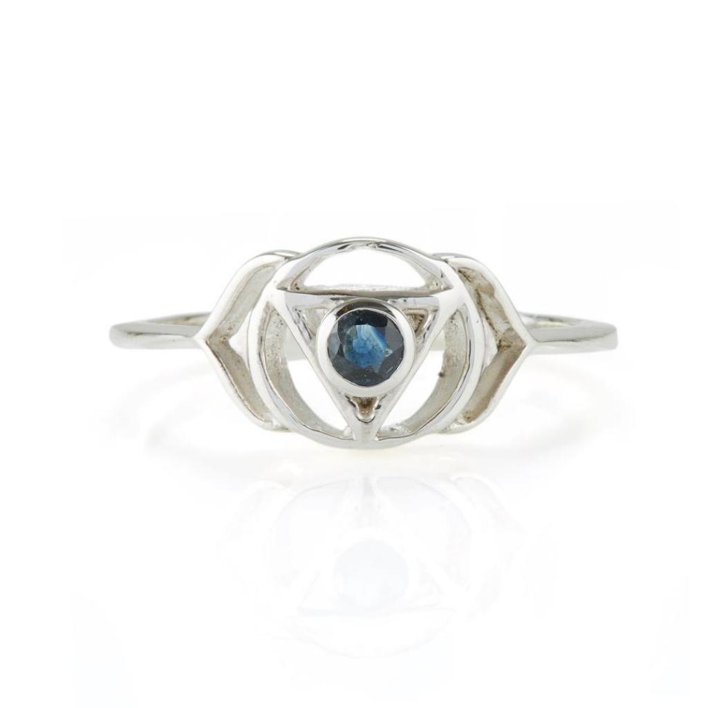 Third Eye Chakra Silver Ring - Sapphire