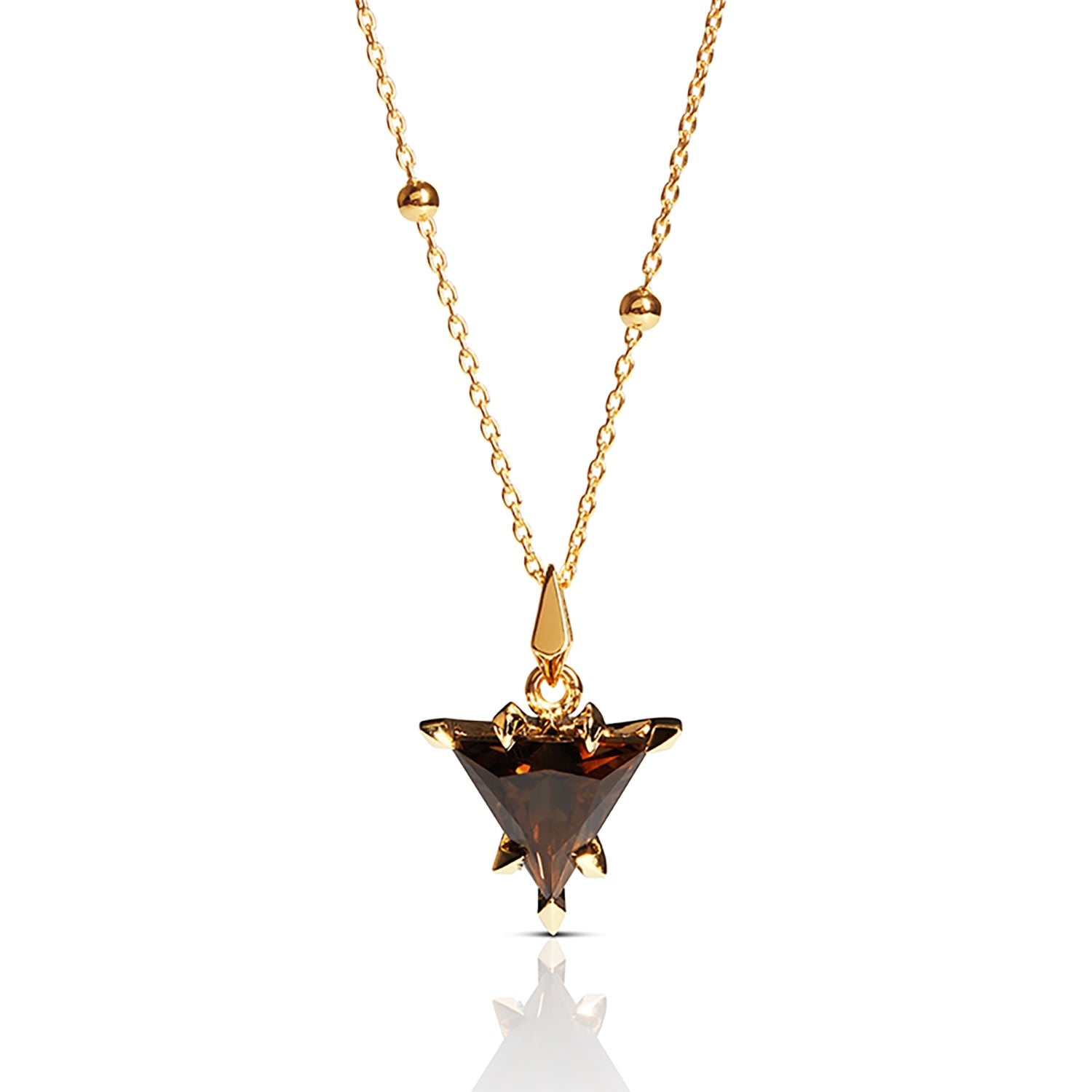 Trillion Pendant - Gold & Smokey Topaz