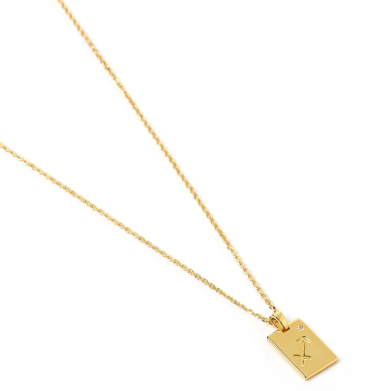Sagittarius Zodiac Gold Tag Necklace