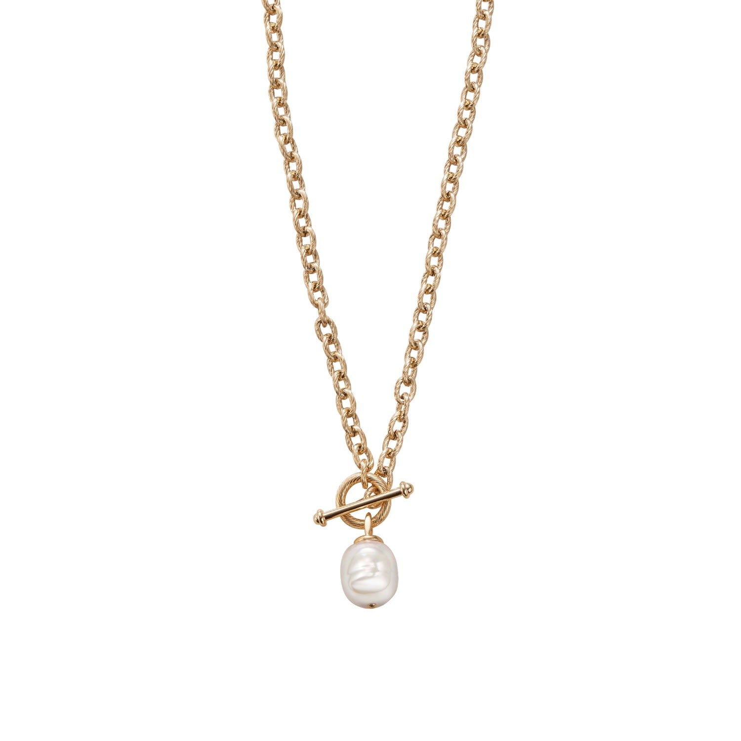 Urban Chic Anchor Baroque Pearl Chain Necklace - Gold
