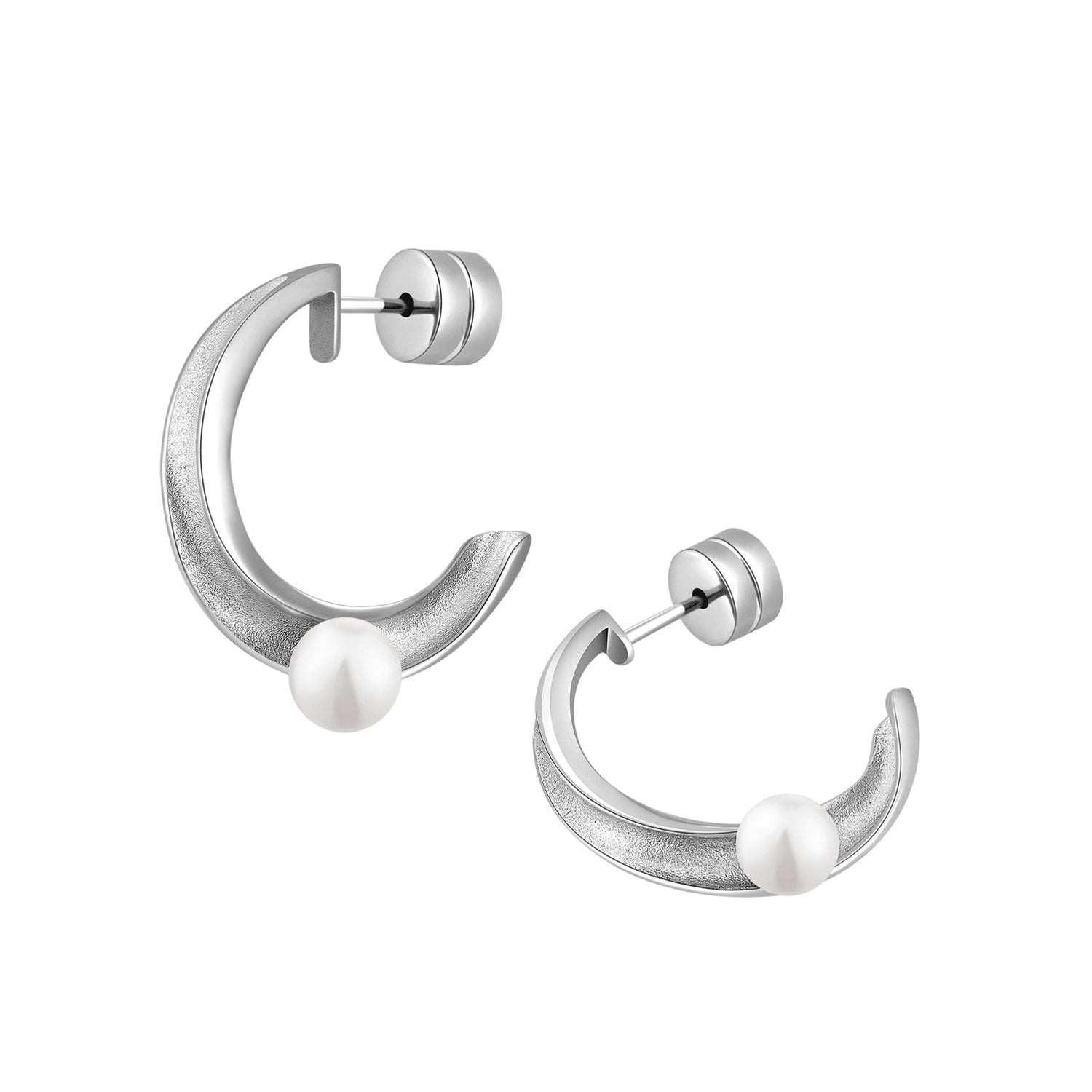 Urban Chic Undulation Pearl Hoop Earring - Silver