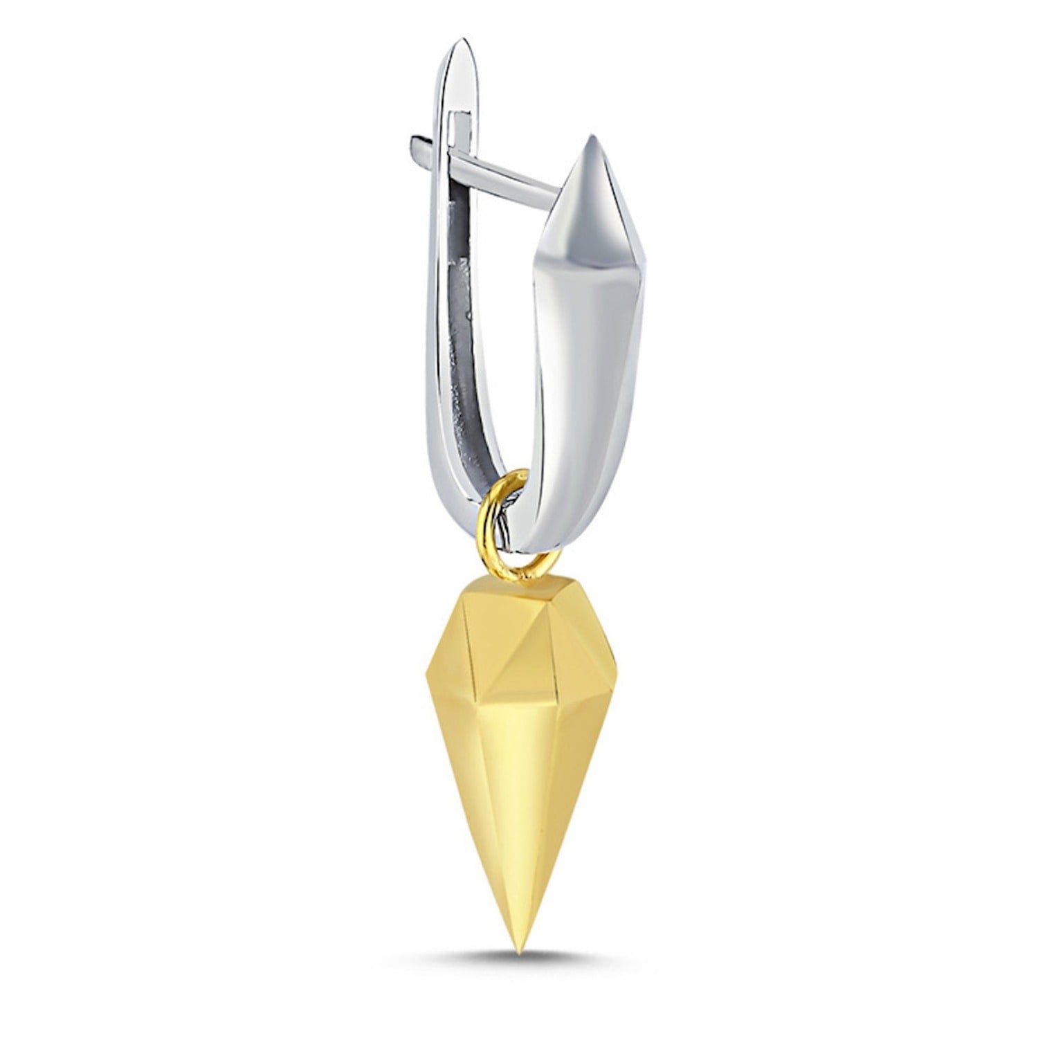 Urban Wilds Gold Pendant Mono Earring With Silver Hoop