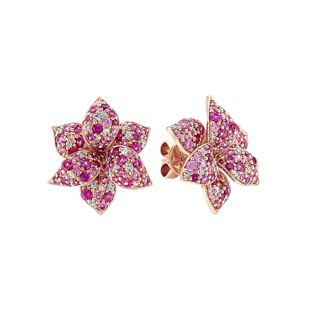 mosaic-pink-sapphire-diamond-flower-earrings