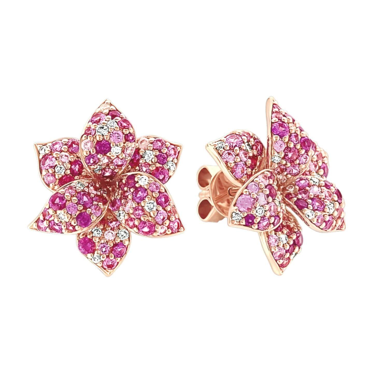 mosaic-pink-sapphire-diamond-flower-earrings