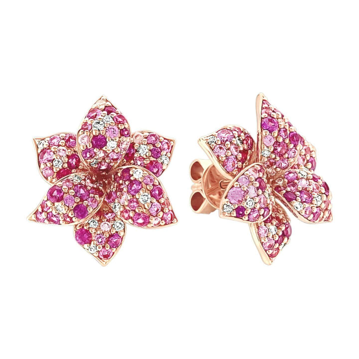 mosaic-pink-sapphire-diamond-flower-earrings