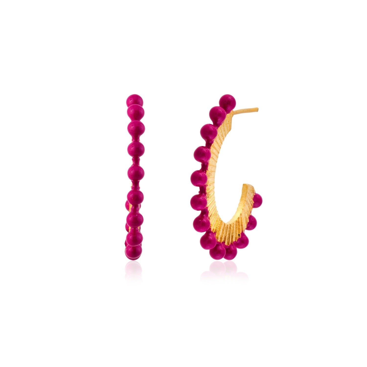 Raspberry Pink Oval Hoop Earrings