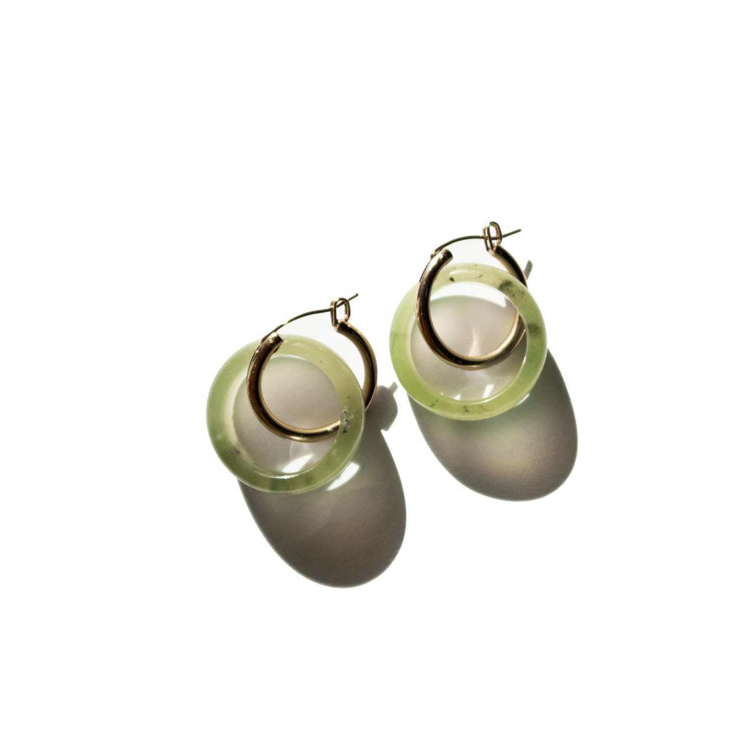 Amelie Skinny Jade Stone Hoop Earrings - Green