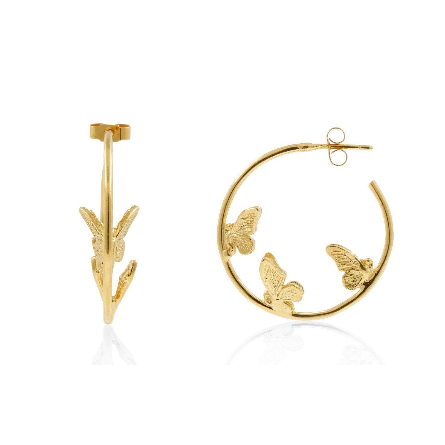 Butterfly Hoop Earrings - Gold