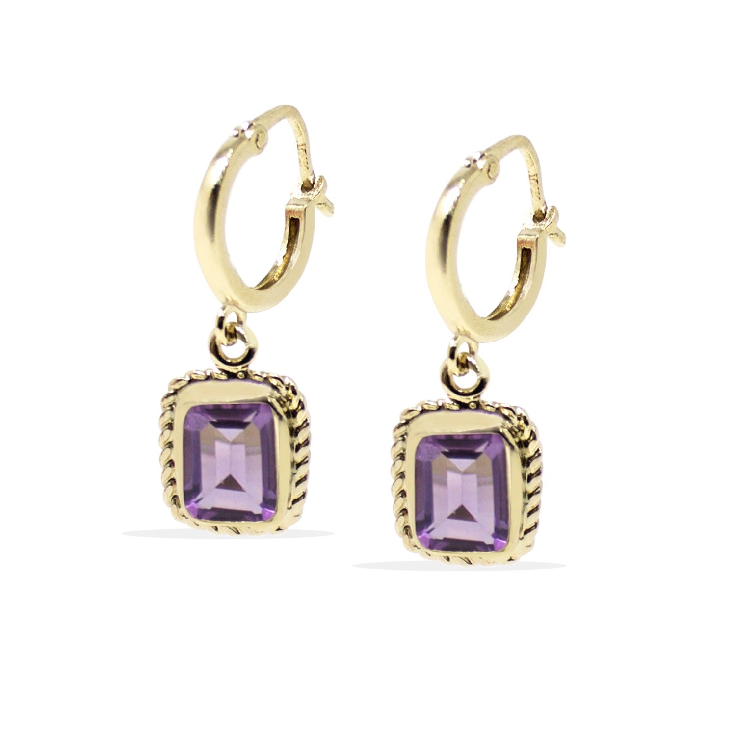 Luccichio Gold Vermeil Amethyst Hoop Earrings