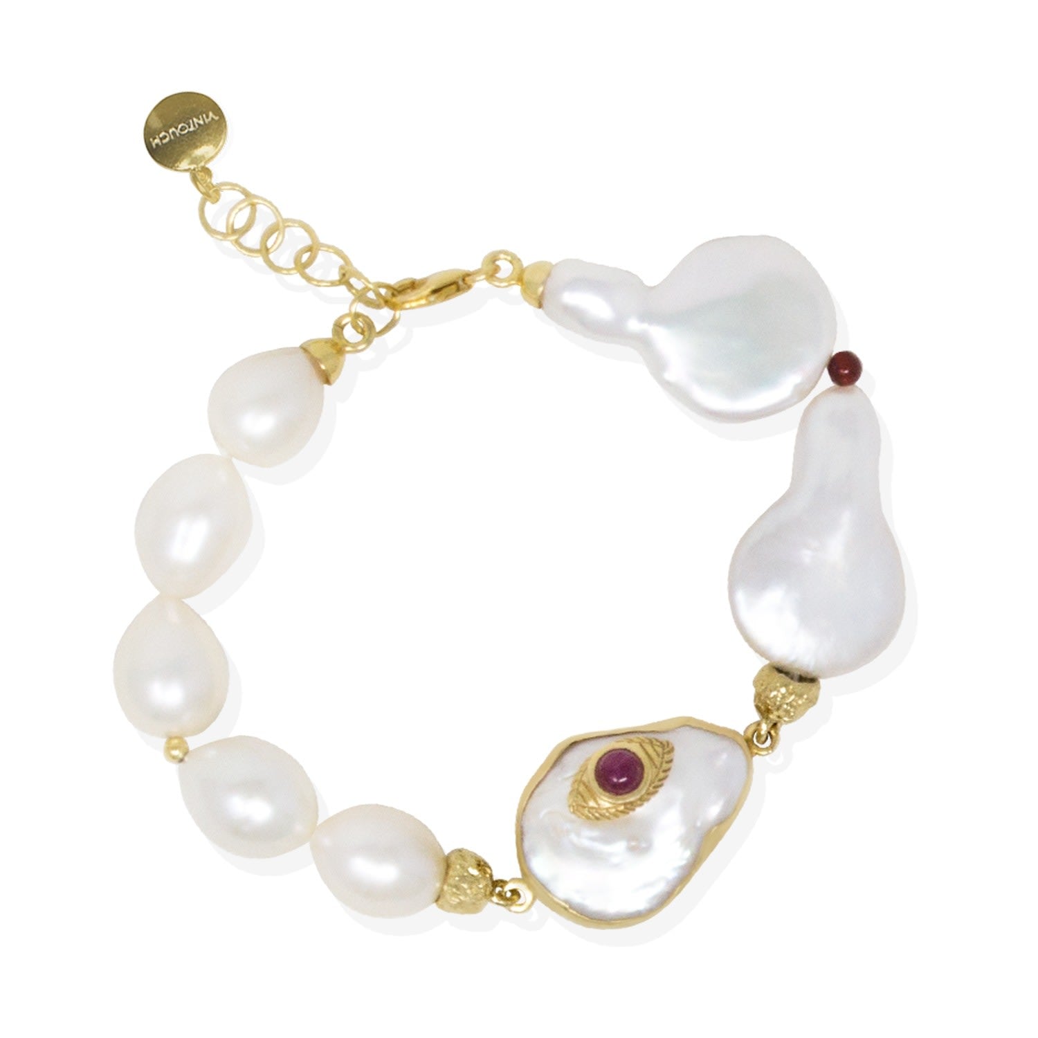 The Eye Gold-Plated Ruby & Pearl Bracelet
