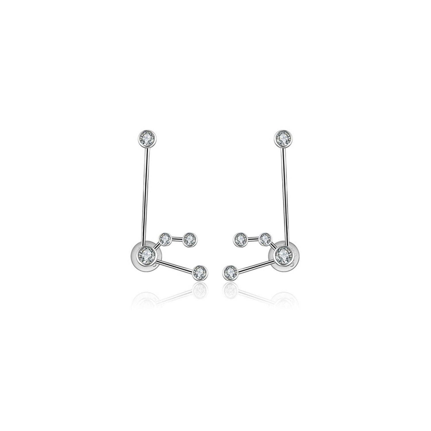 Aquarius Zodiac Constellation Earring 18K White Gold & Diamond