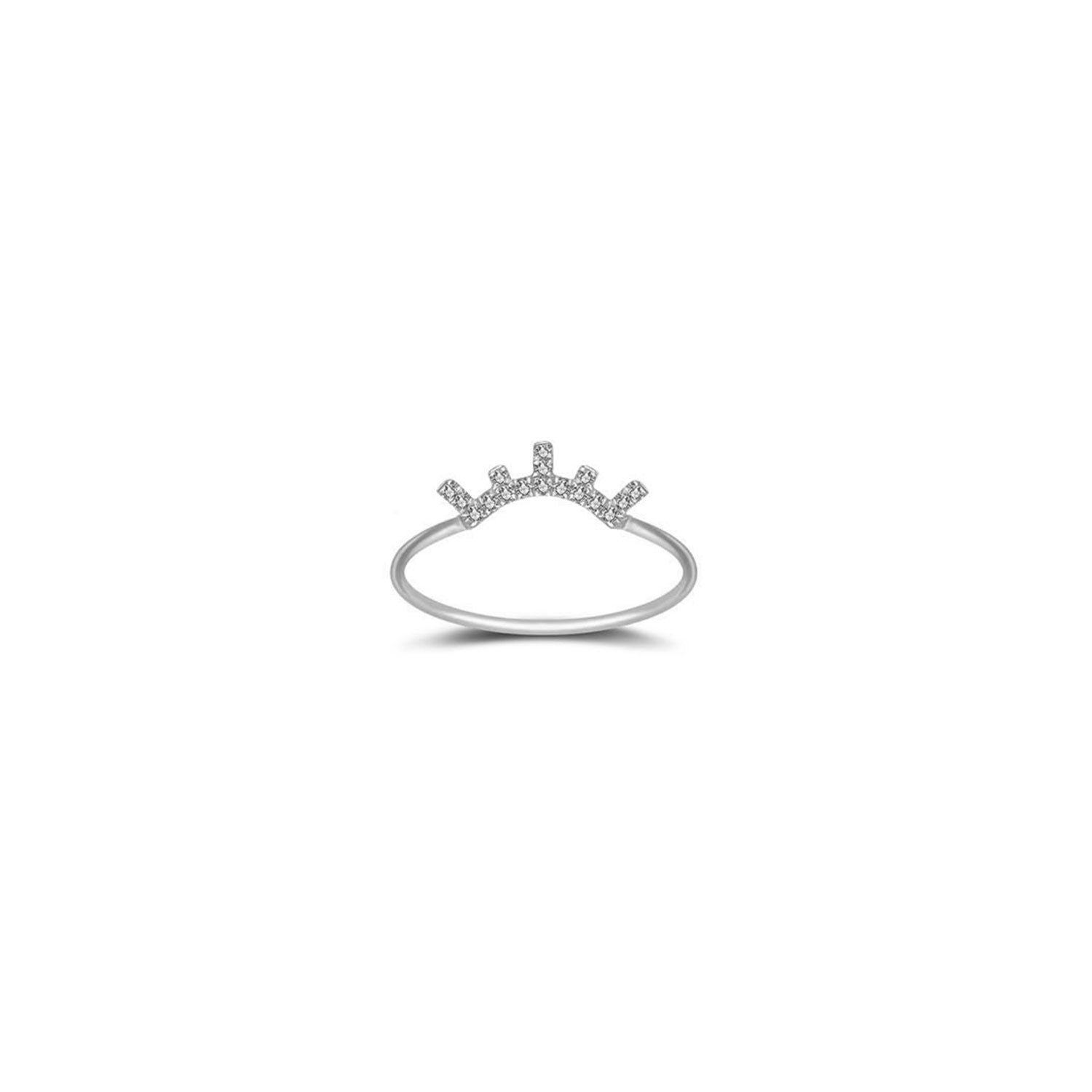 18K White Gold Eyelash Shape Diamond Ring